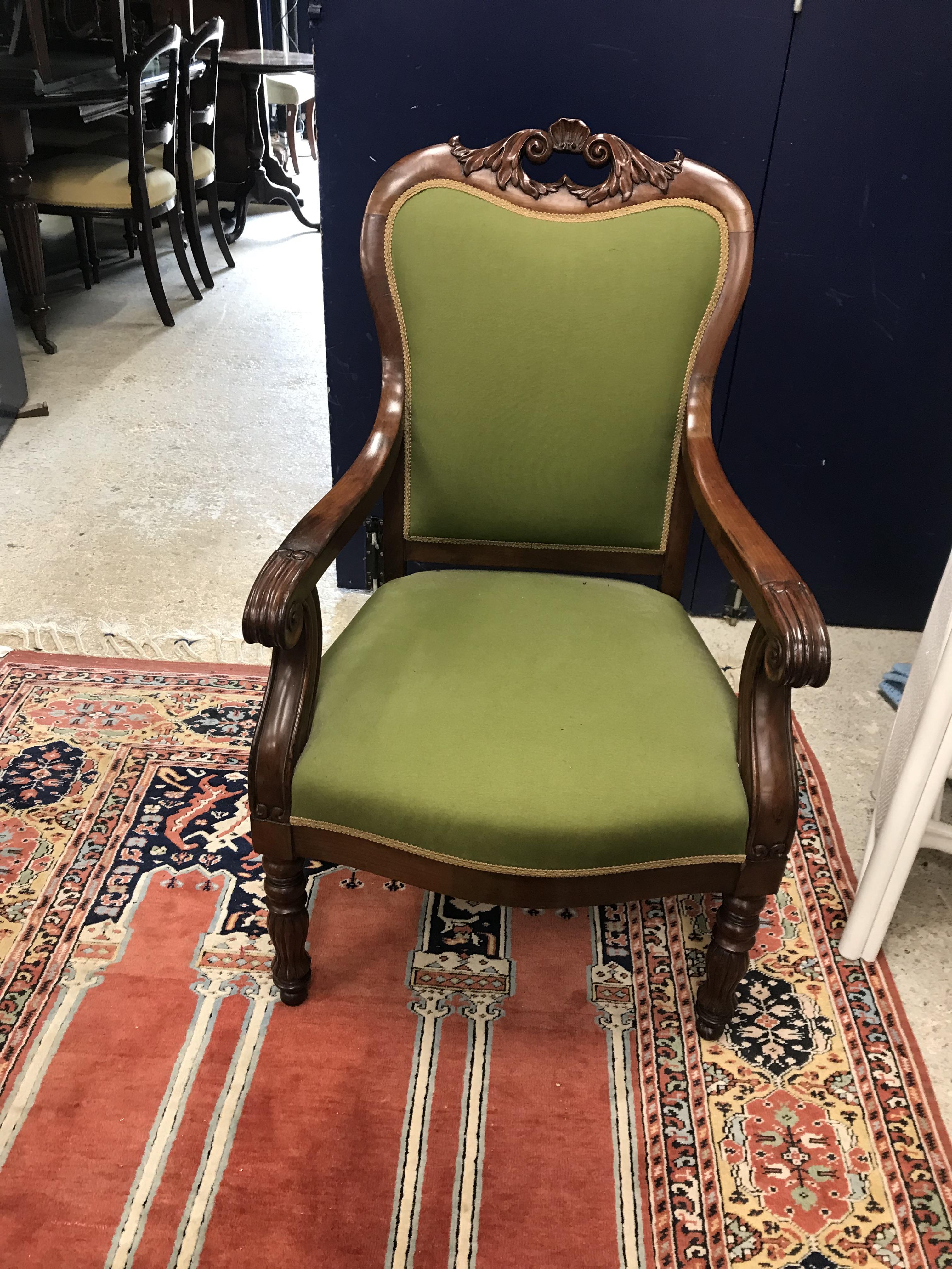 Two near-matching mahogany framed salon armchairs in the Continental Rococo taste with foliate - Image 96 of 96