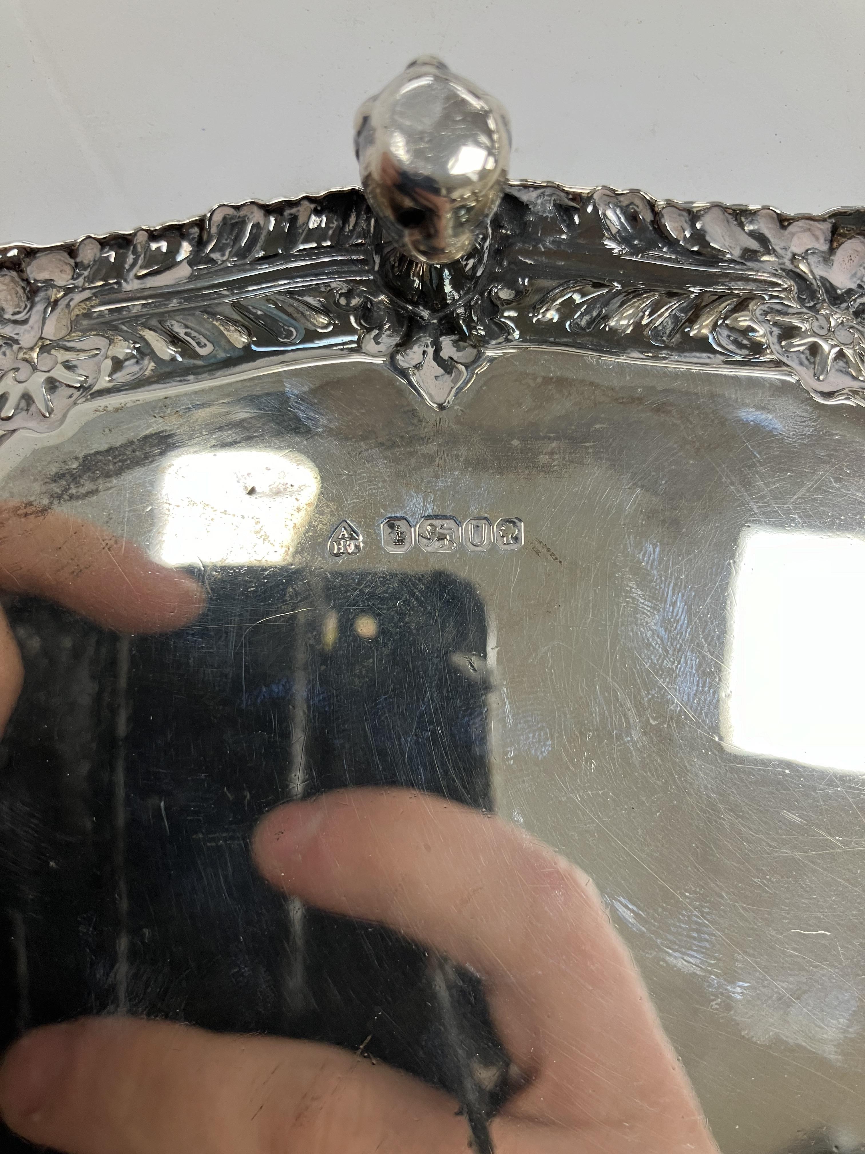 A Victorian silver card tray, - Image 2 of 2