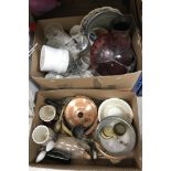 Two boxes of various miscellaneous glass,