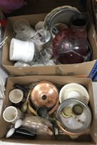 Two boxes of various miscellaneous glass,