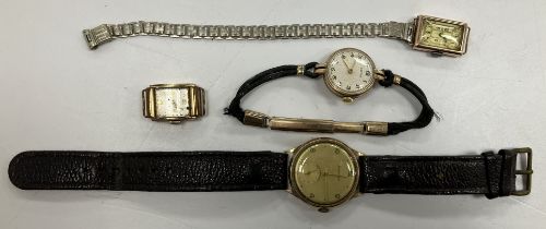 A collection of three various vintage gold cased ladies wristwatches including Olma,