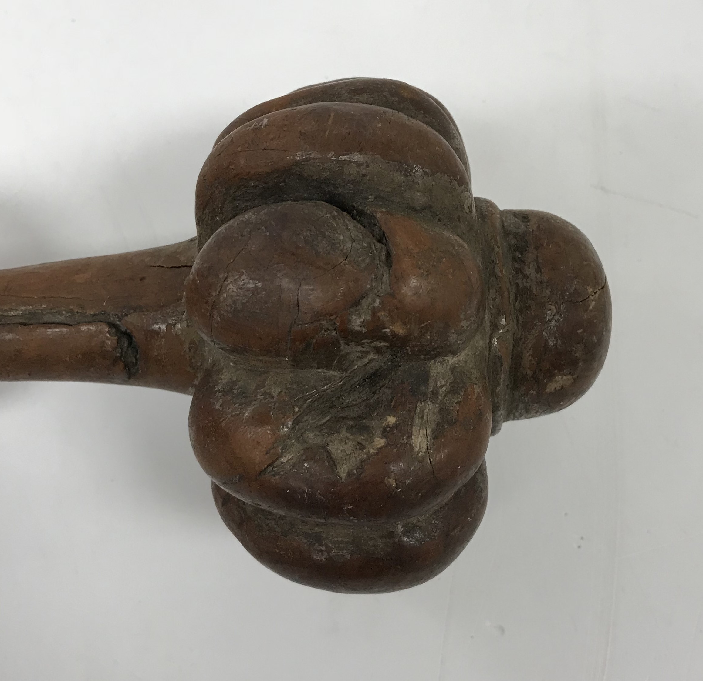 A Fiji throwing club Iula Mudu Melanesia with lobed head and domed finial, - Image 3 of 8