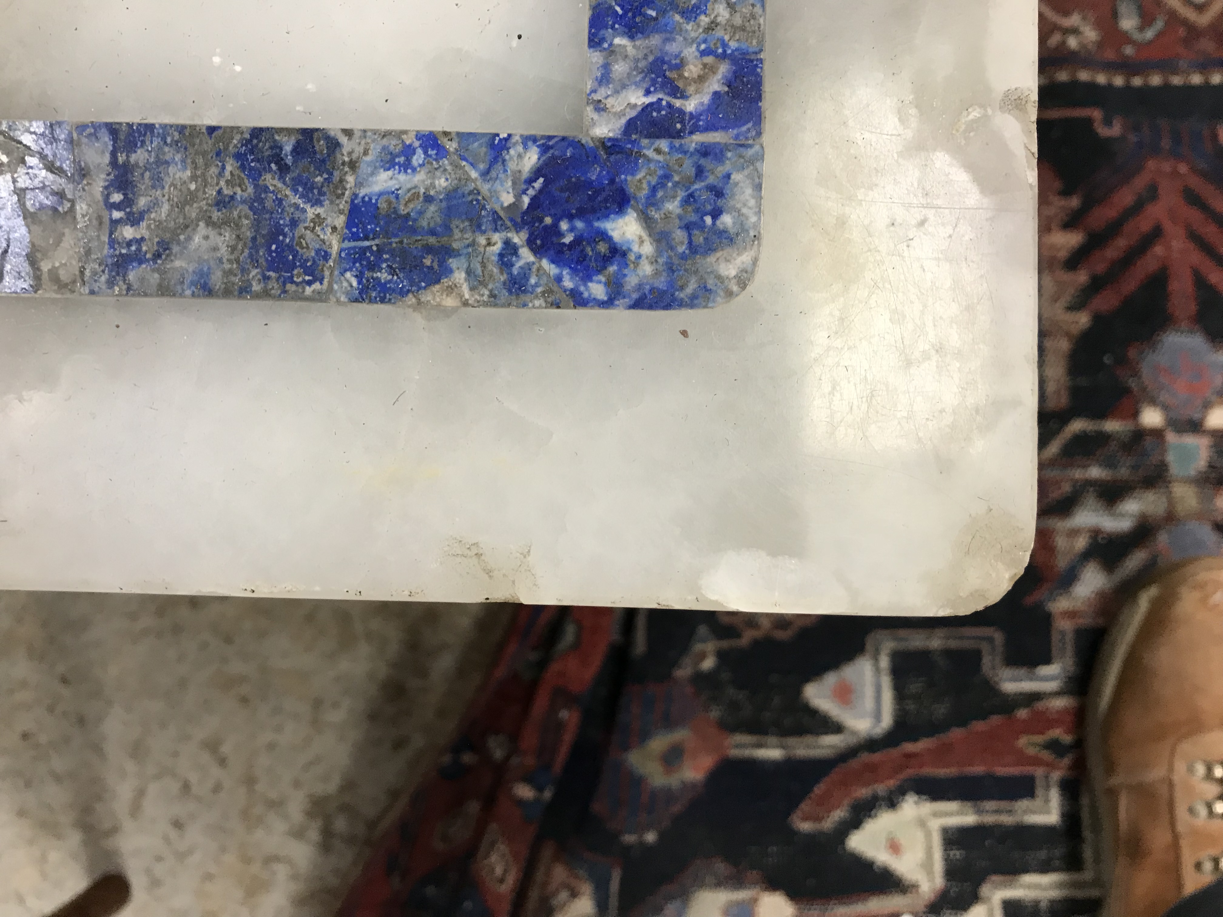 A 20th Century white onyx and lapis lazuli banded coffee table, - Image 23 of 28
