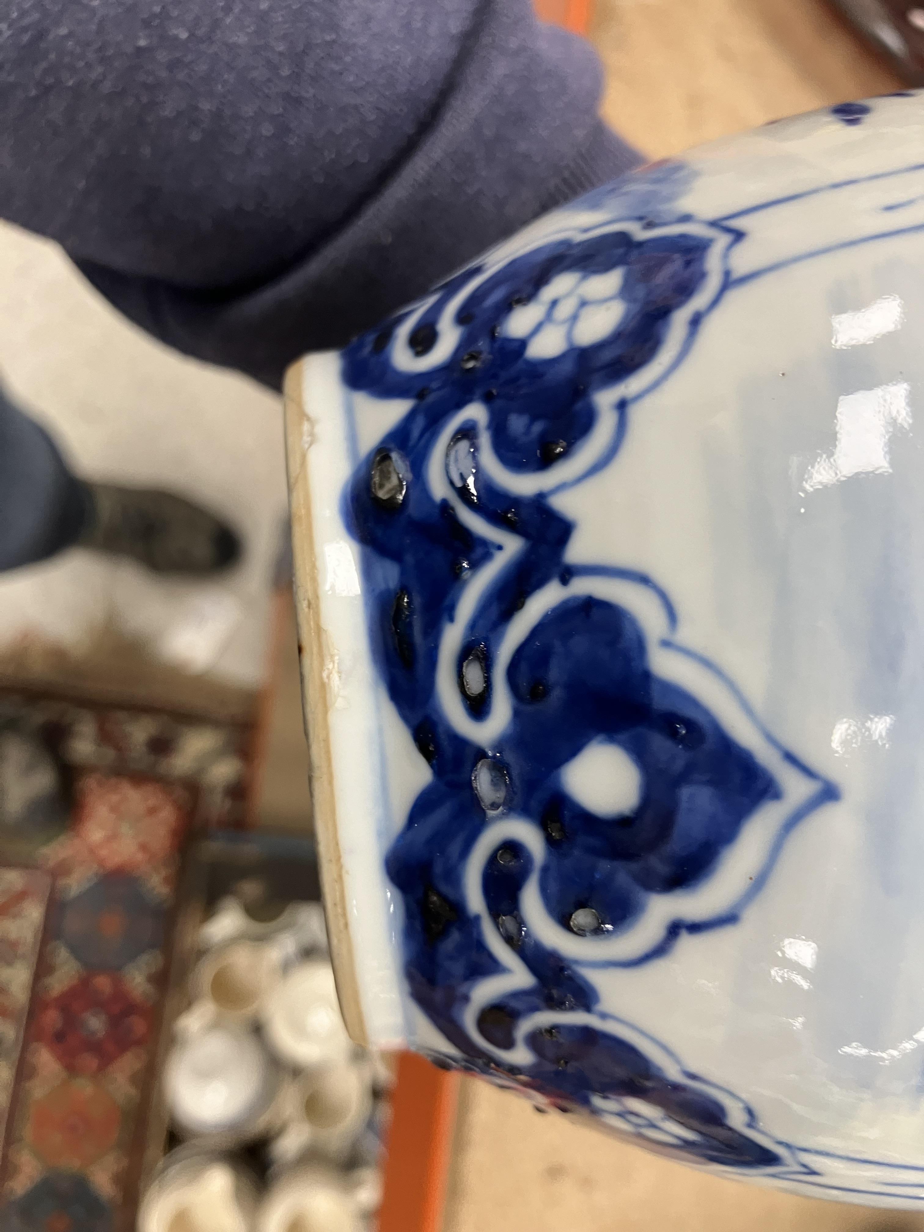 A Chinese blue and white double gourd shaped vase decorated with panels of figures in watery - Image 12 of 26