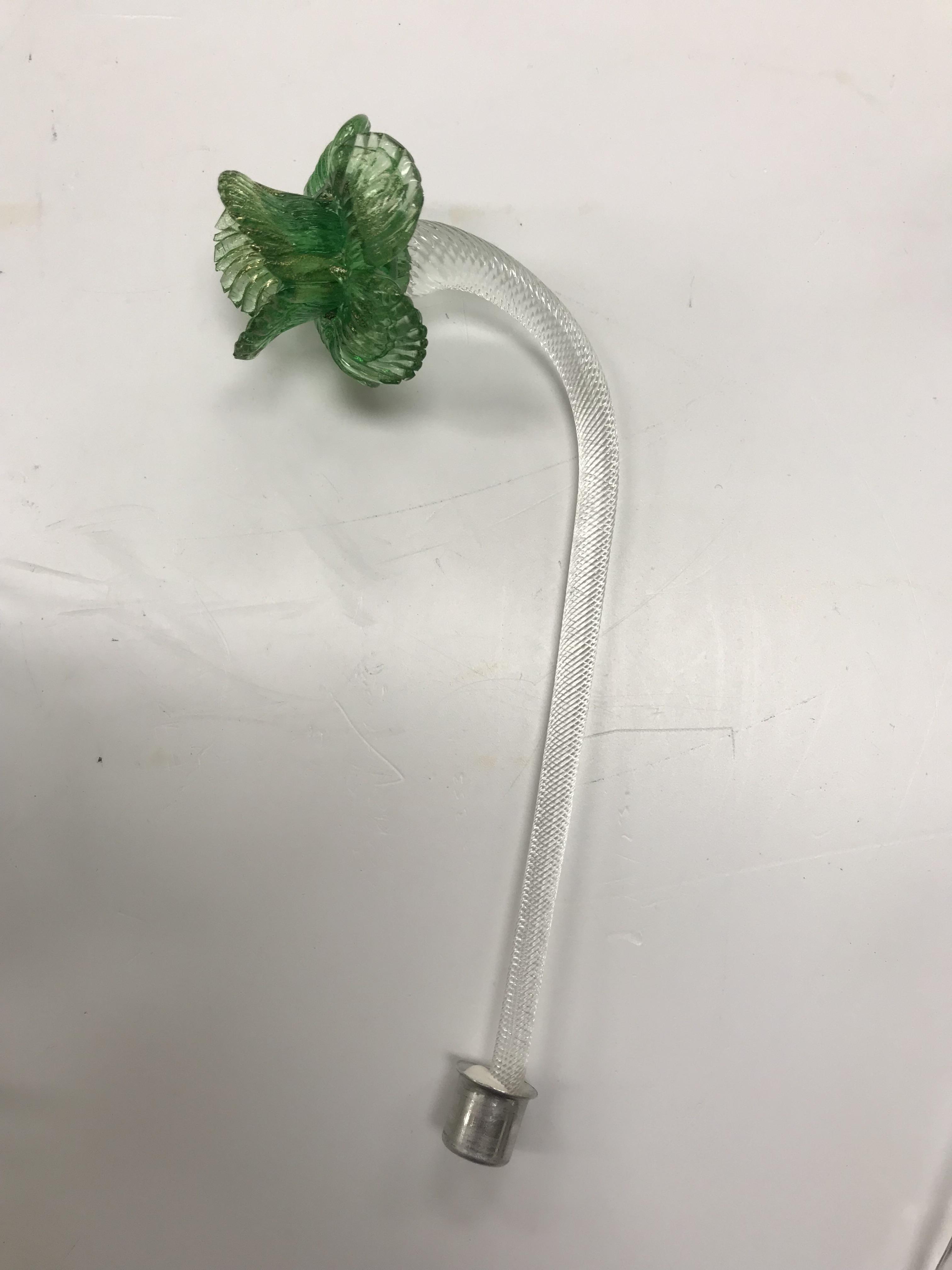 A pair of 20th Century Murano glass wall sconces with green, - Image 11 of 19