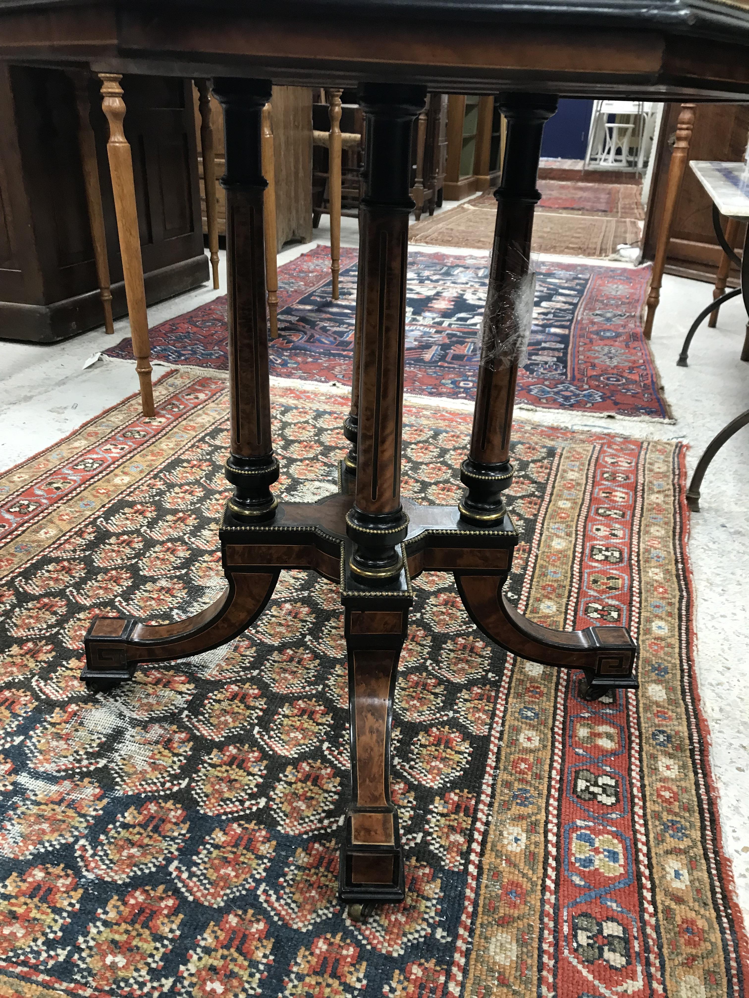 A Victorian amboyna and ebonised centre table, - Image 21 of 34
