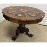A Sorrento walnut and marquetry inlaid centre table,