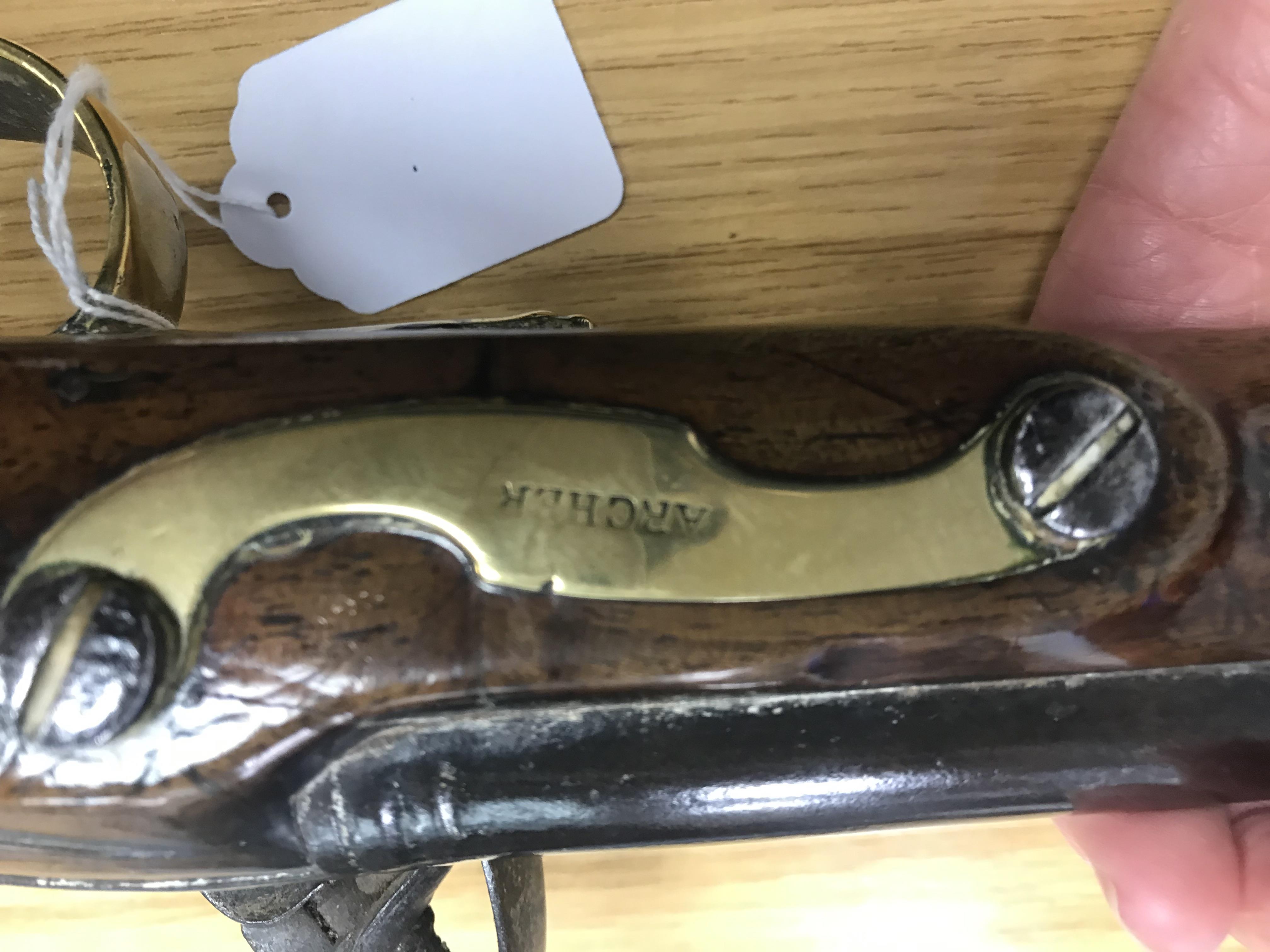 A George III flintlock pistol with straight grained walnut woodwork, - Image 26 of 39