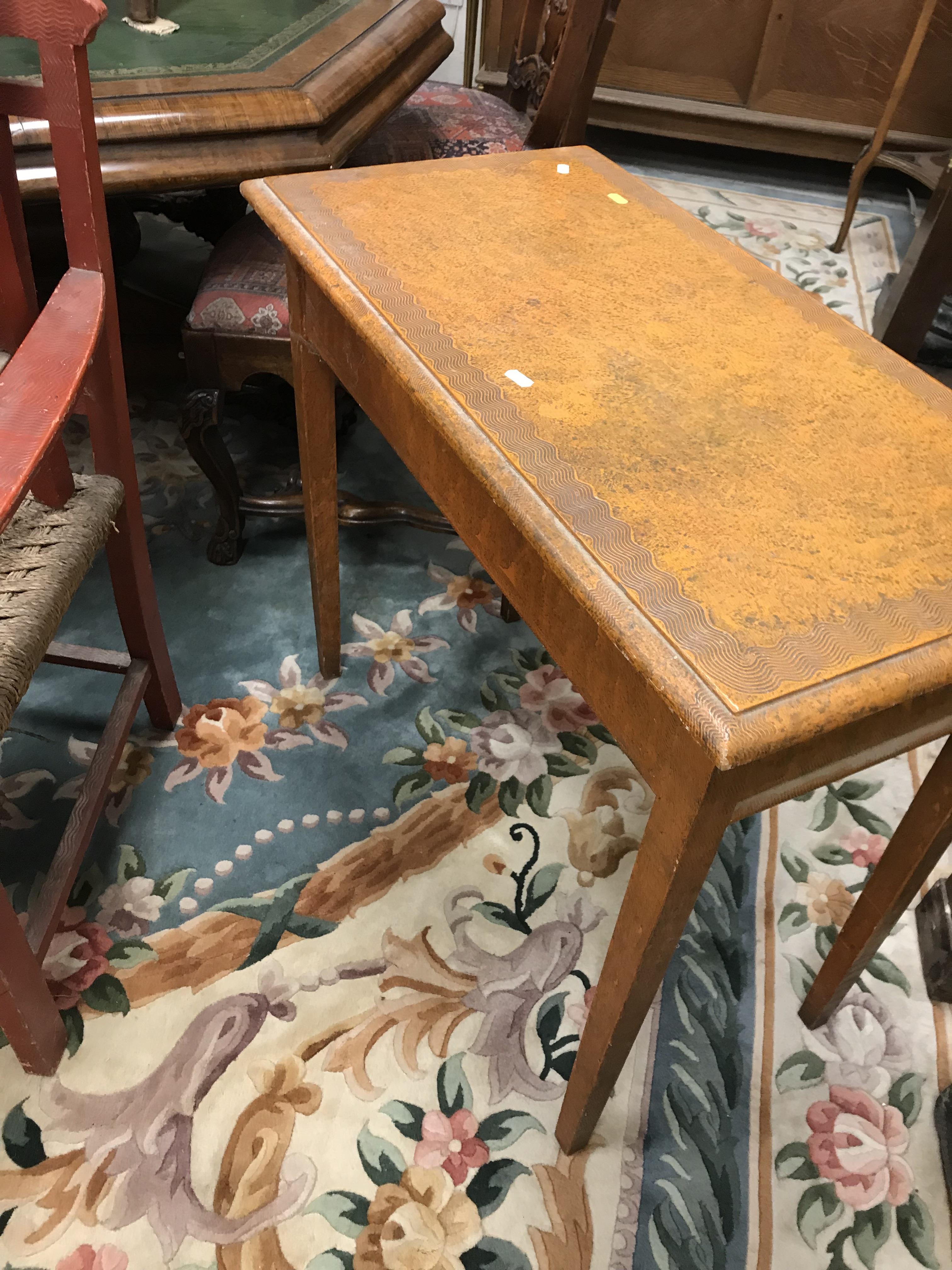 A set of six mid 20th Century red painted wrigglework decorated framed dining chairs, - Image 10 of 128