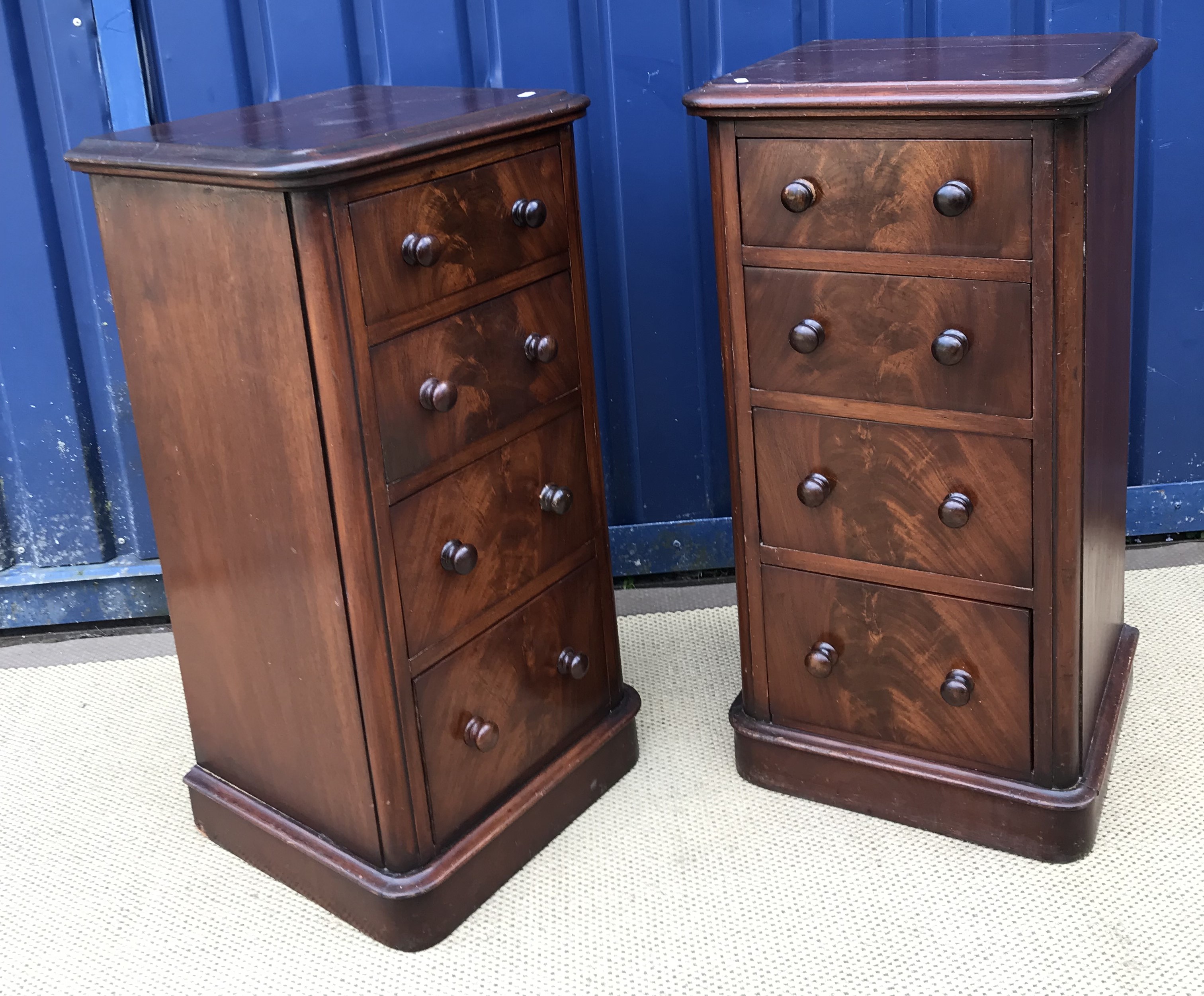A pair of Victorian mahogany bedside chests,