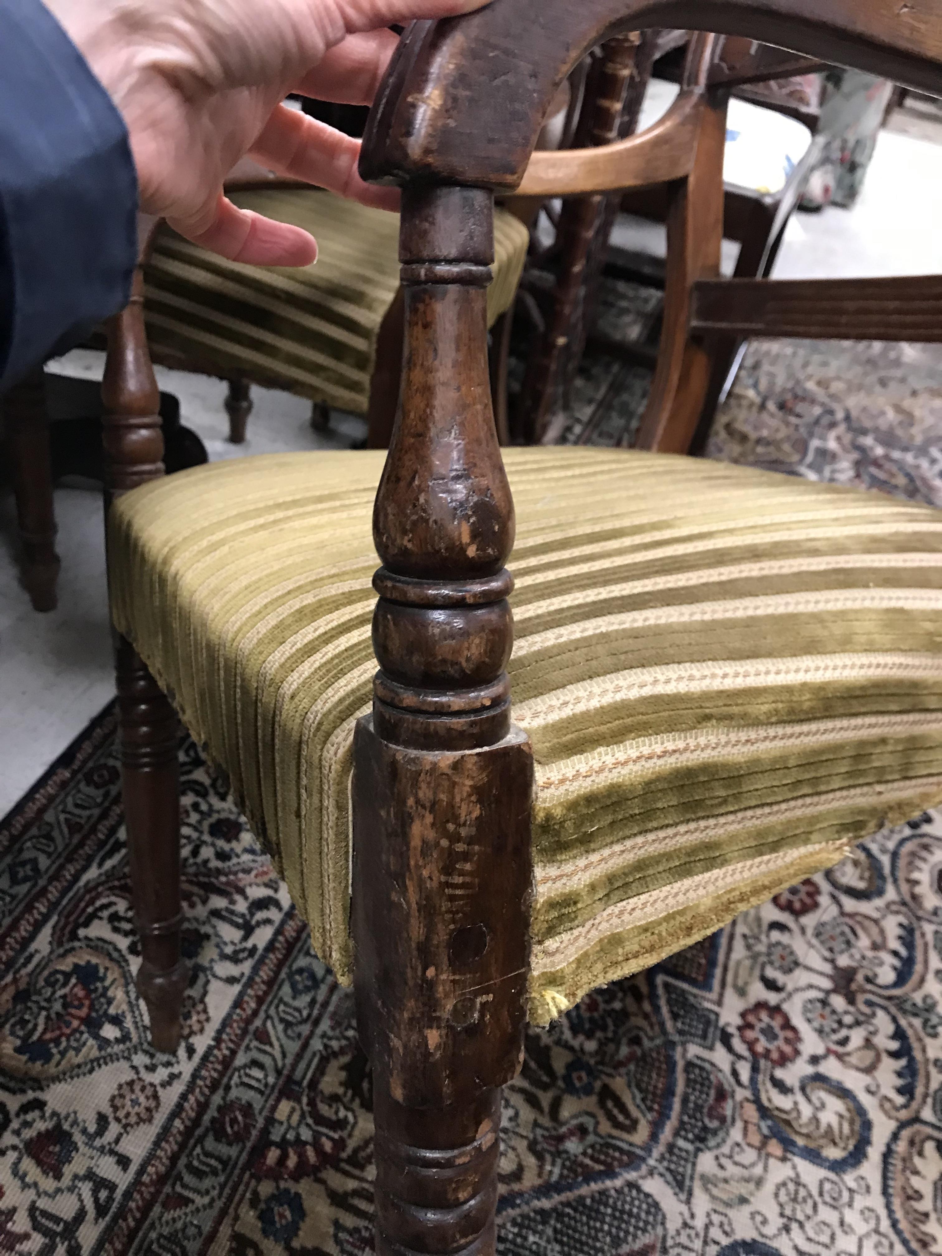 A set of eight 19th Century mahogany bar back dining chairs with upholstered seats on turned and - Image 36 of 76