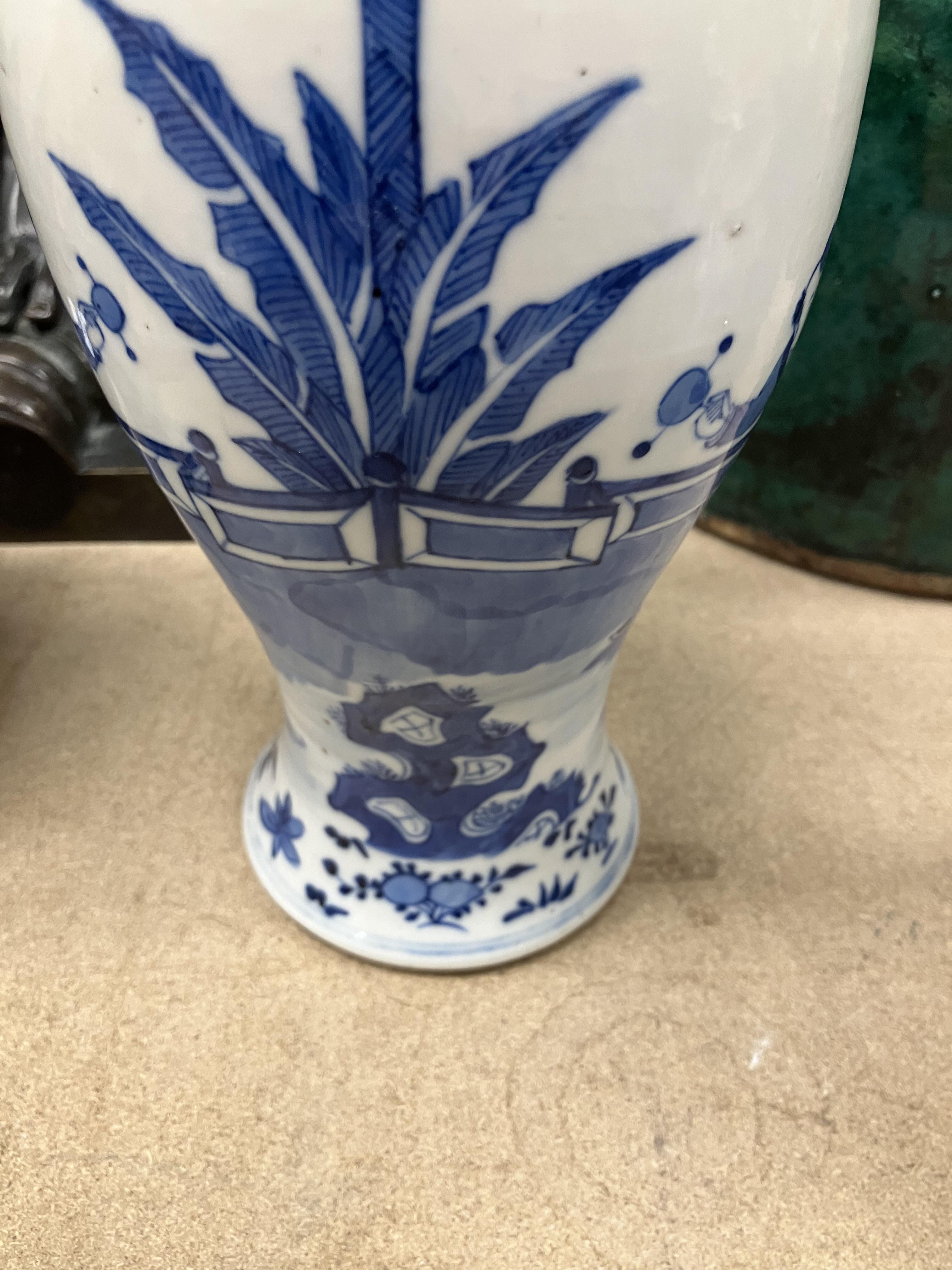 A pair of 19th Century Chinese blue and white baluster shaped vases and covers, - Image 21 of 54