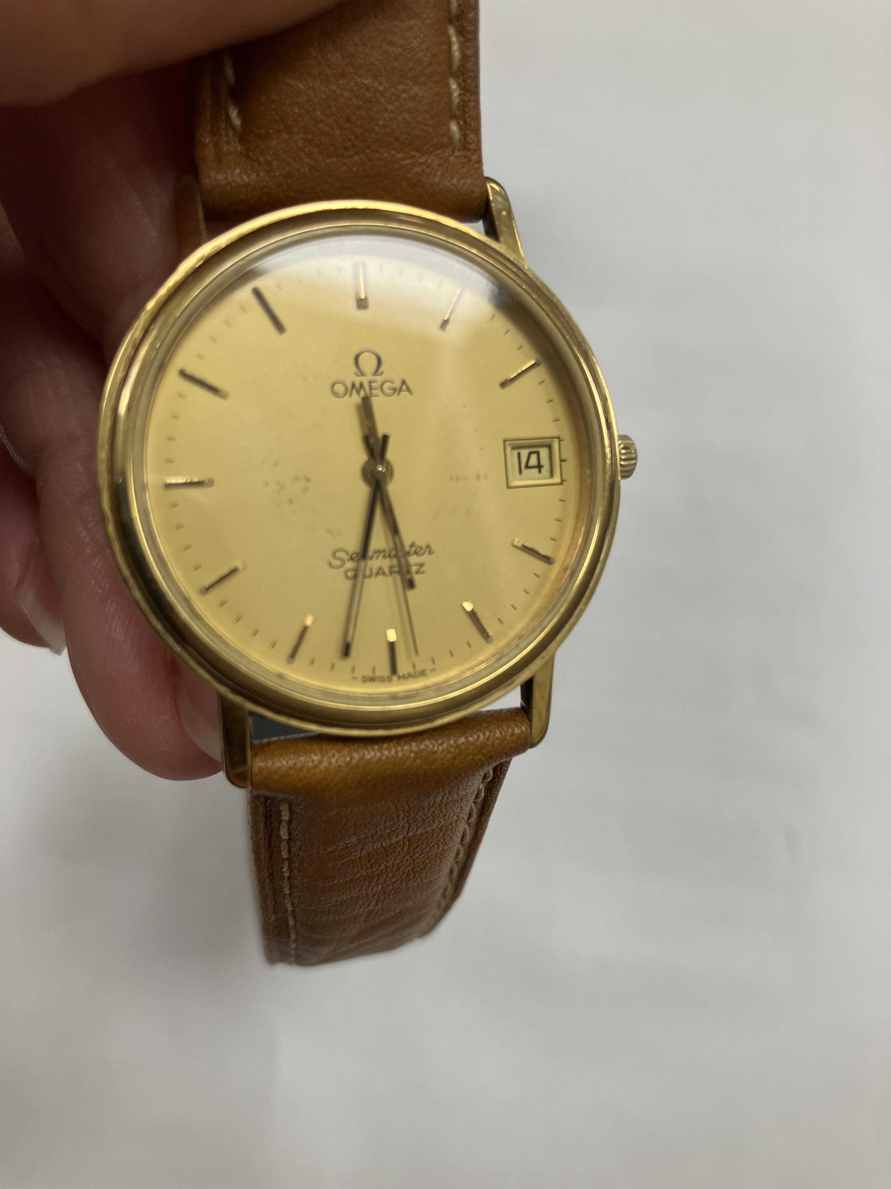 A gent's Omega Seamaster quartz gold plated wristwatch, - Image 9 of 10