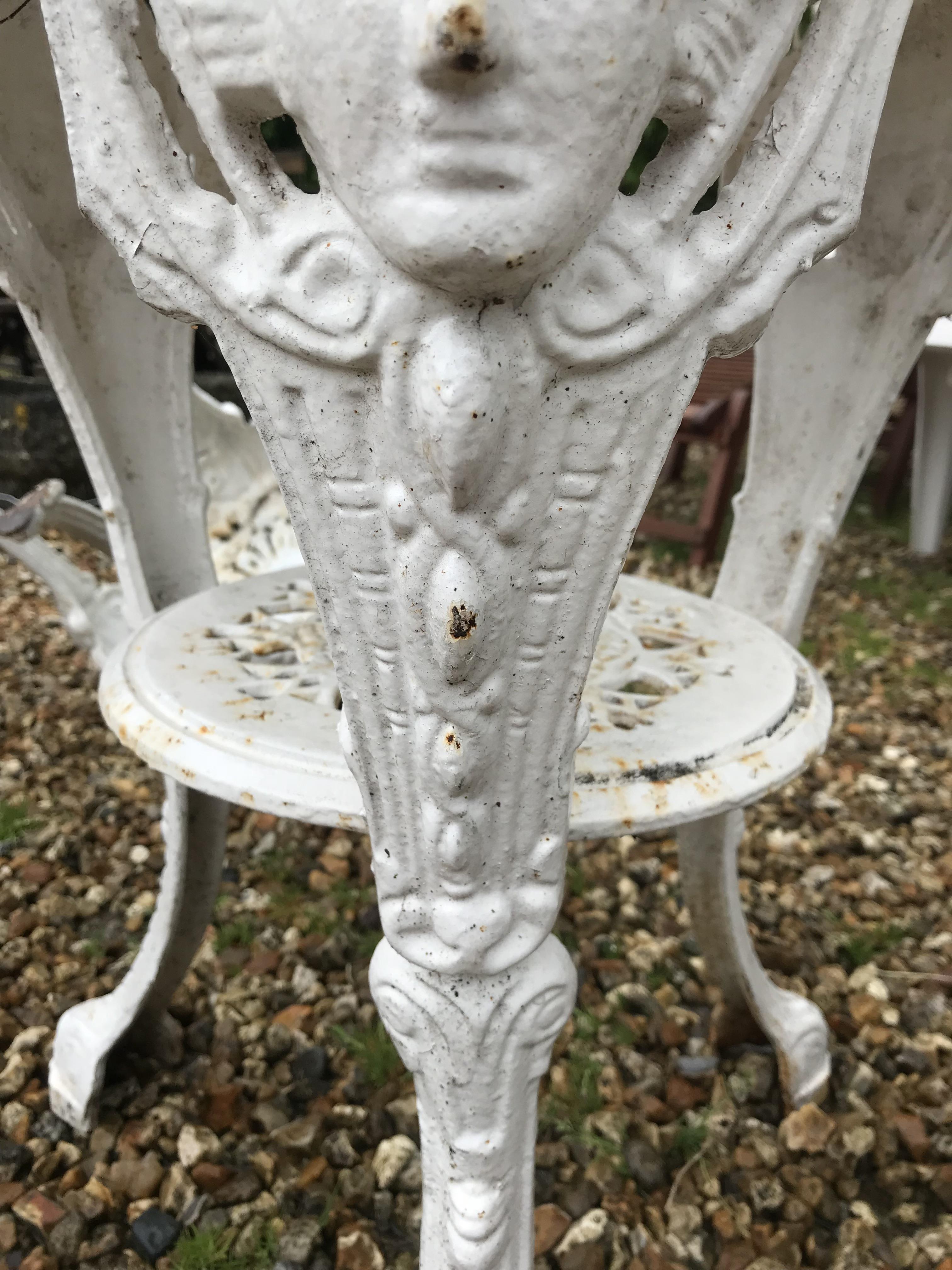 A cast iron Britannia style garden table and two chairs CONDITION REPORTS cRust is - Image 10 of 52