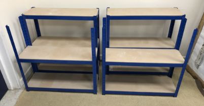Four section of Rapid Racking shelving each 90 cm x 30 cm x 90.
