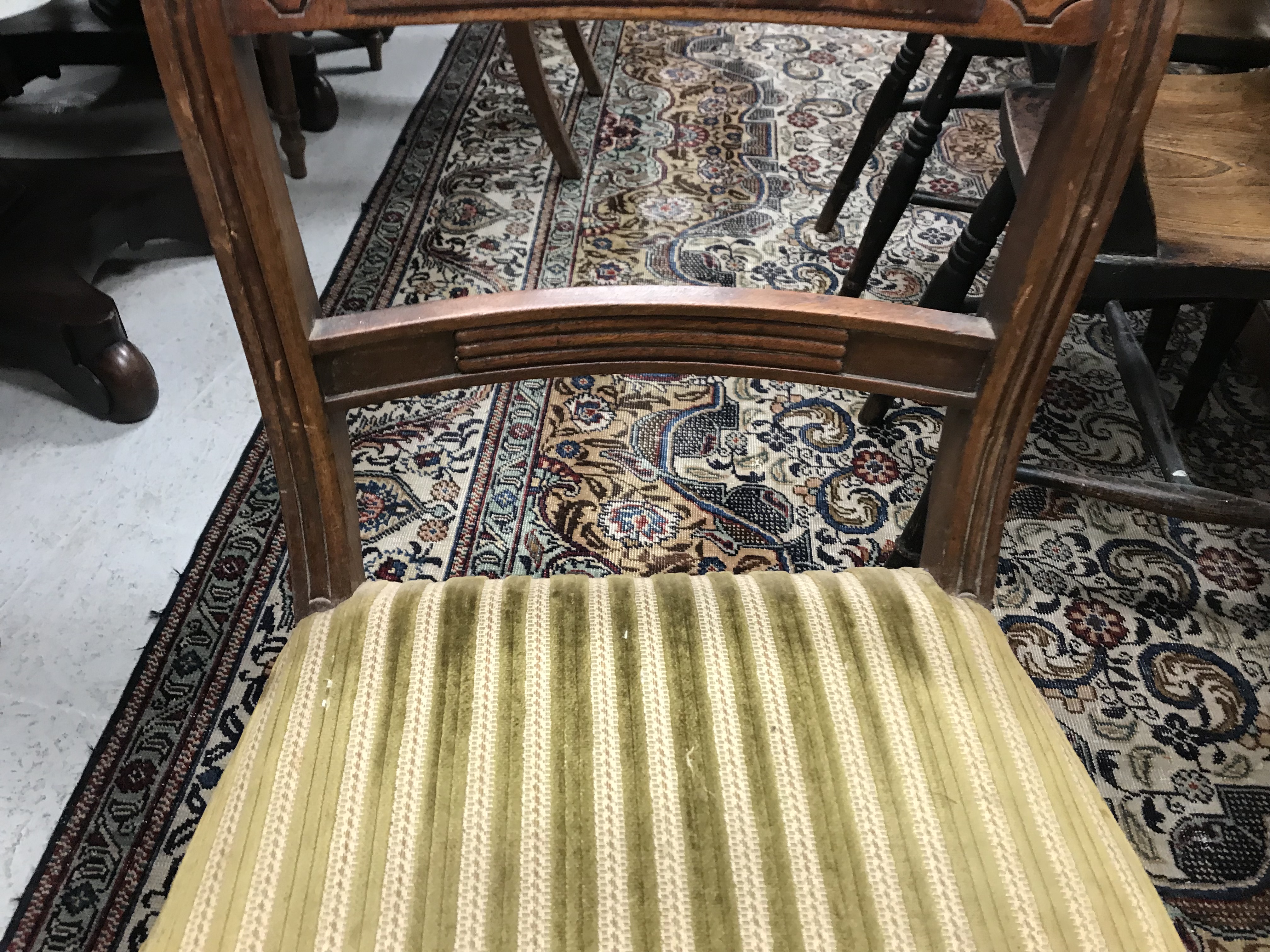 A set of eight 19th Century mahogany bar back dining chairs with upholstered seats on turned and - Image 59 of 76