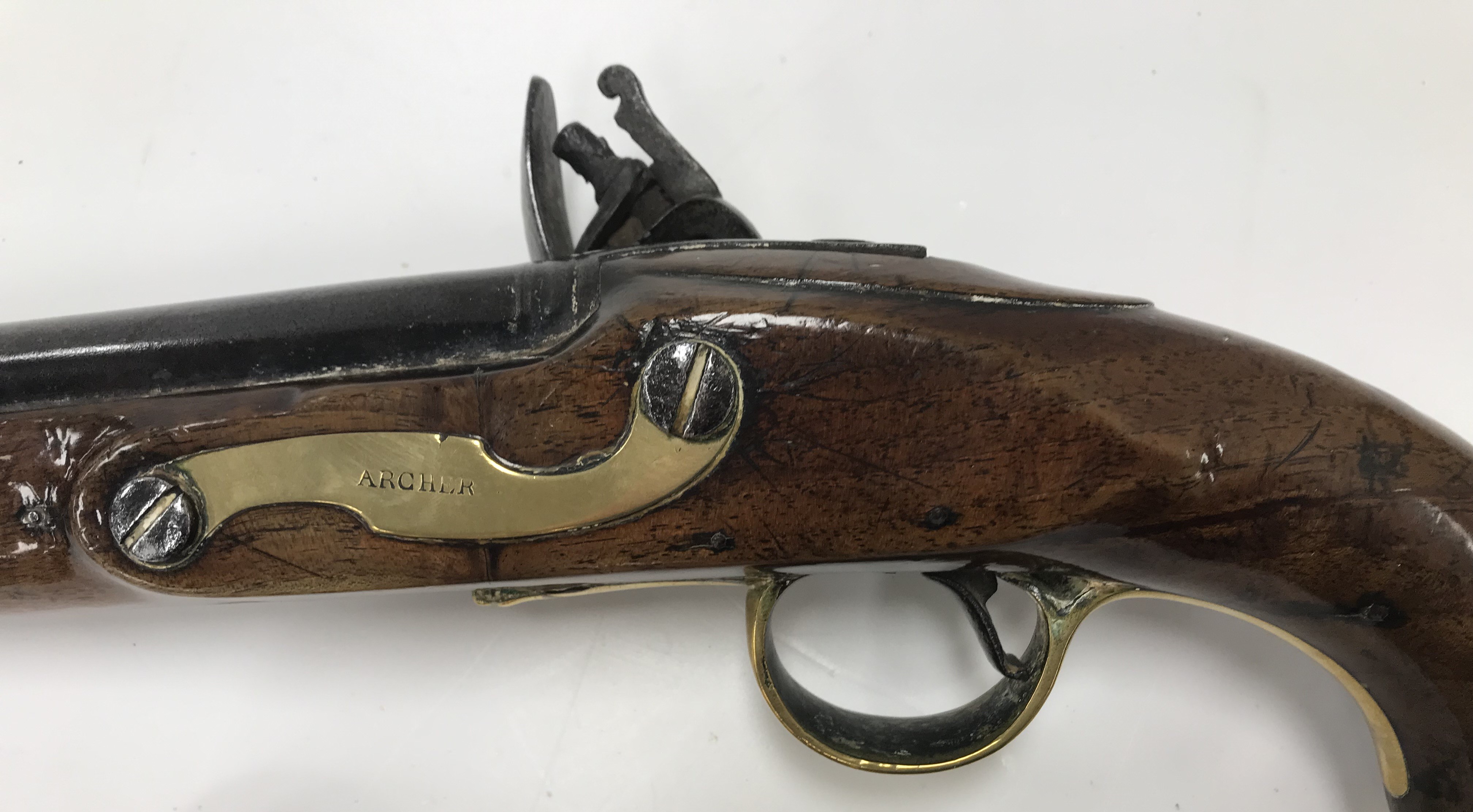 A George III flintlock pistol with straight grained walnut woodwork, - Image 4 of 39