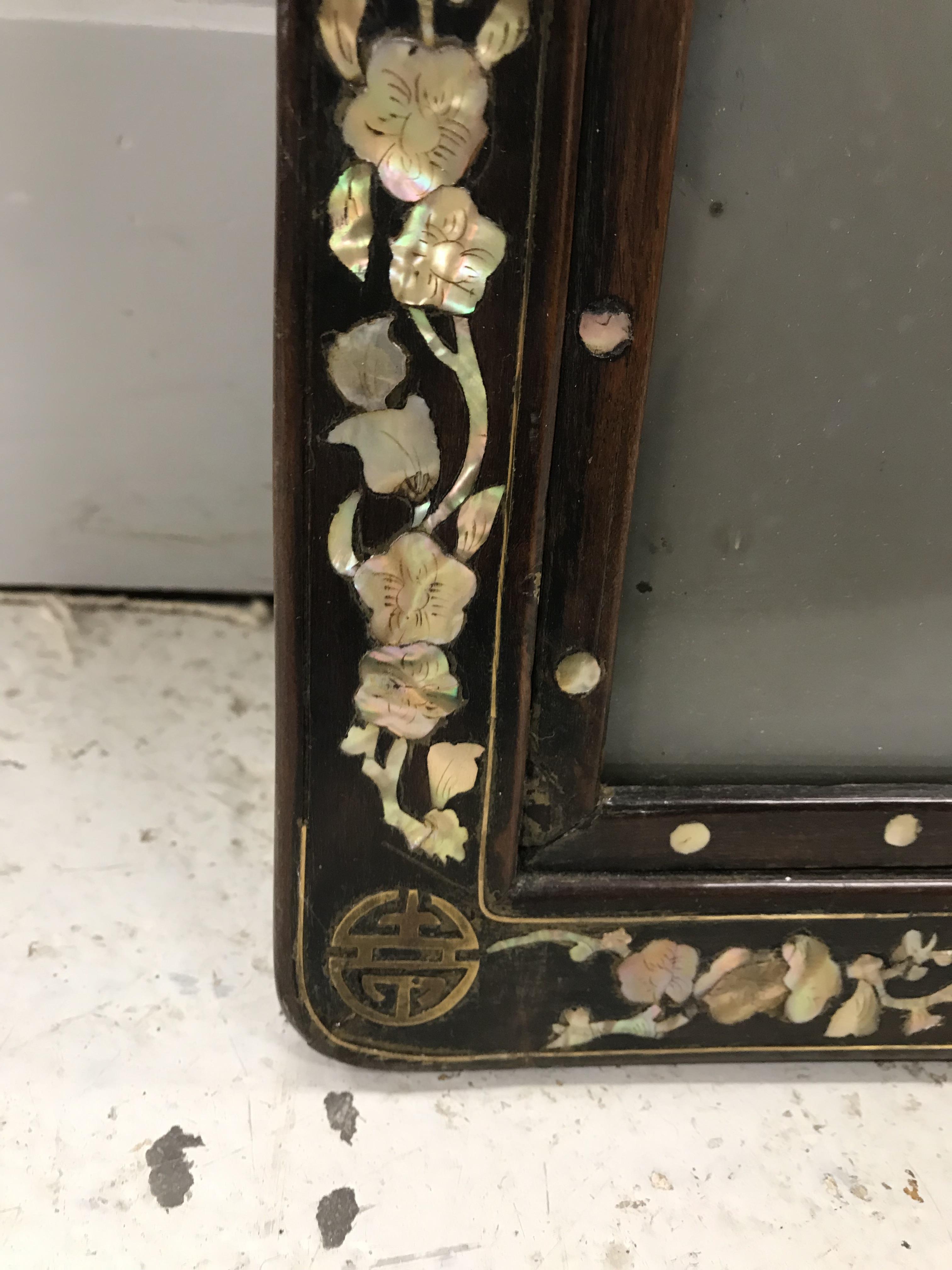 A pair of 19th Century mother of pearl inlaid hardwood Chinese frames CONDITION REPORTS - Image 16 of 60