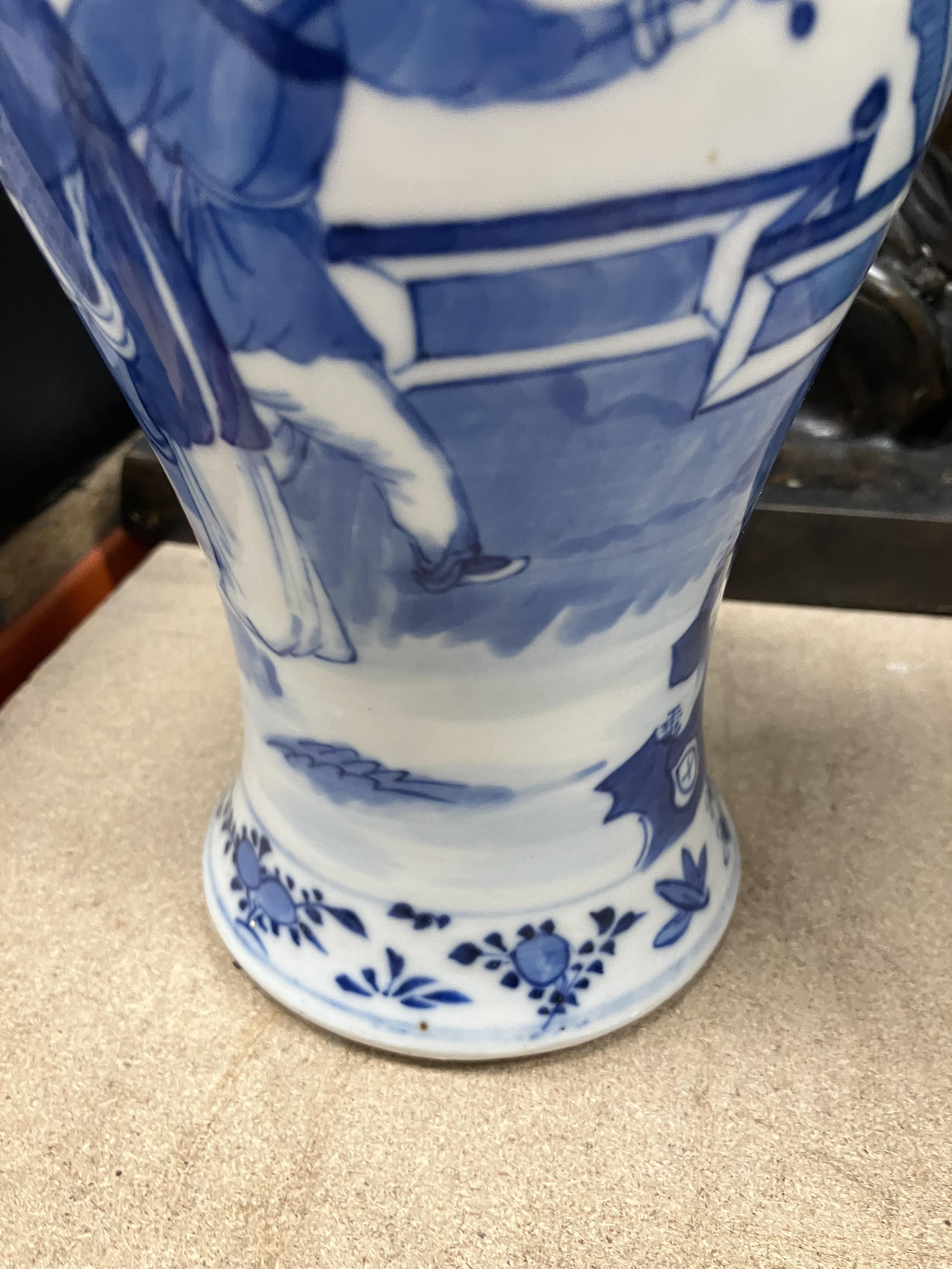 A pair of 19th Century Chinese blue and white baluster shaped vases and covers, - Image 51 of 54