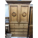 A Victorian satin walnut and ash cross banded linen press,