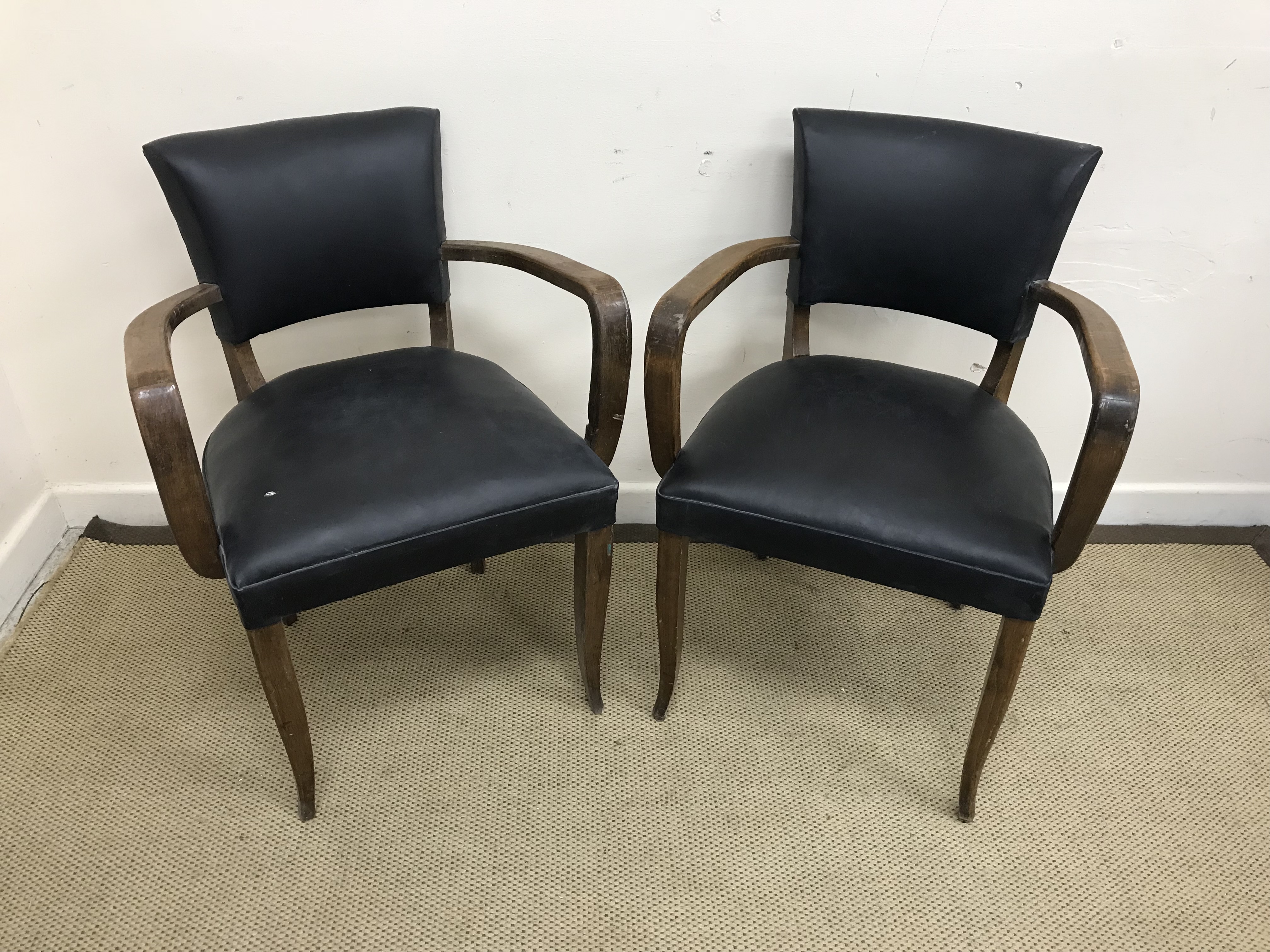 Three faux black leather upholstered office arm chairs after a design by Mannermaa Olli for Cassina, - Image 2 of 2