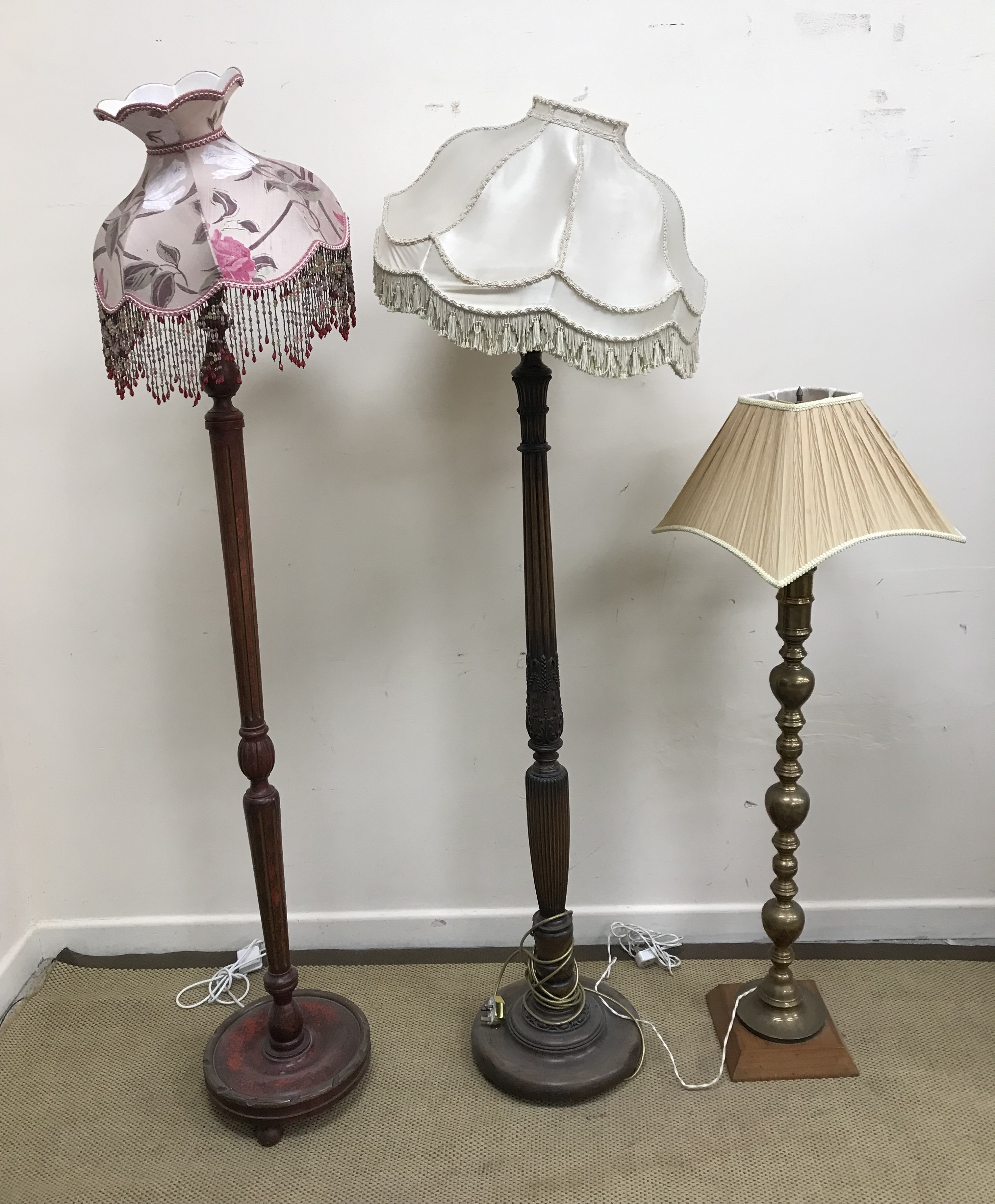 A collection of five various 20th Century standard lamps including a faux rosso marble and gilded - Image 2 of 2