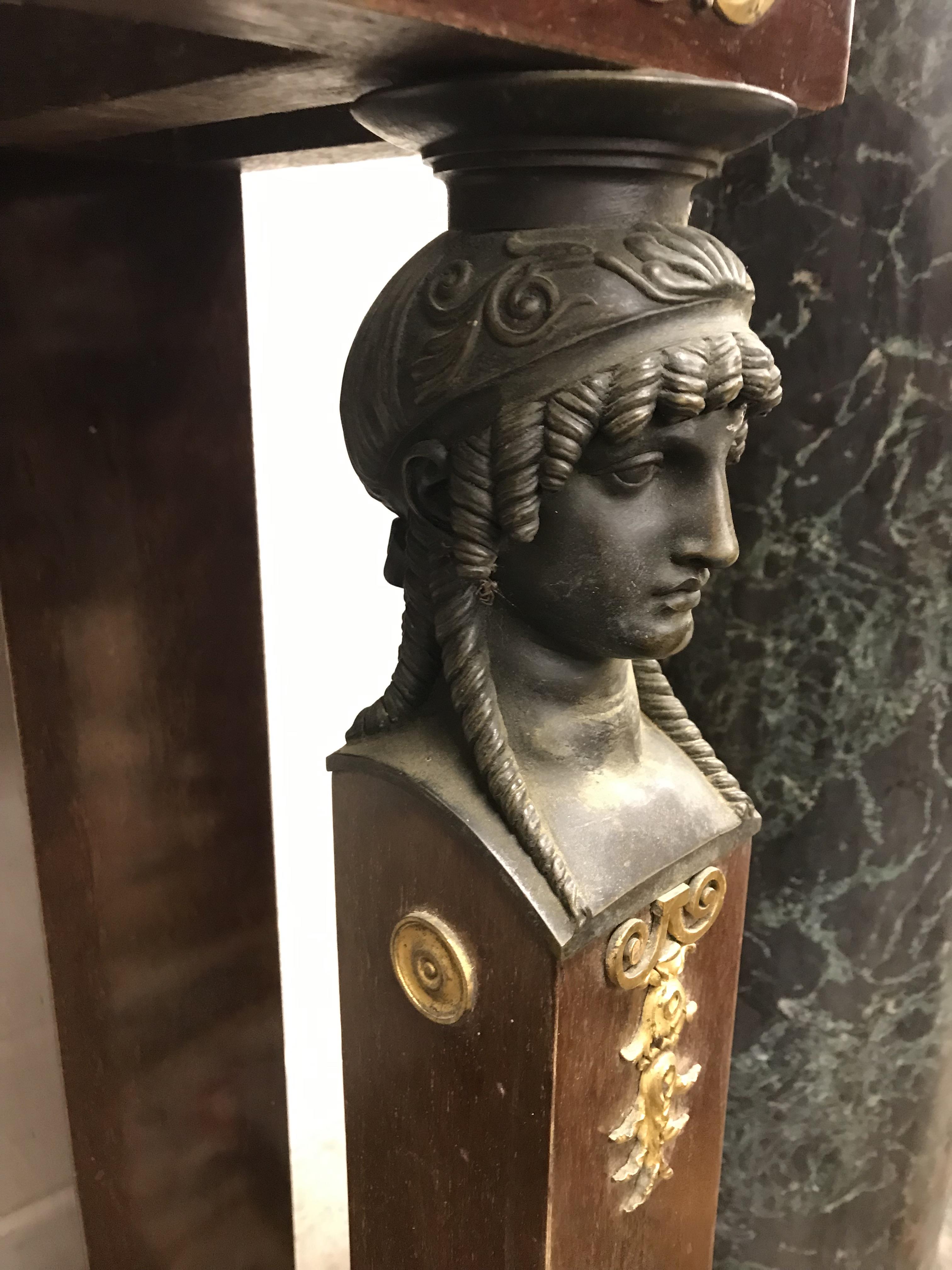 A mahogany console table in the French Empire taste, the brown agate top over a plain frieze, - Image 18 of 56