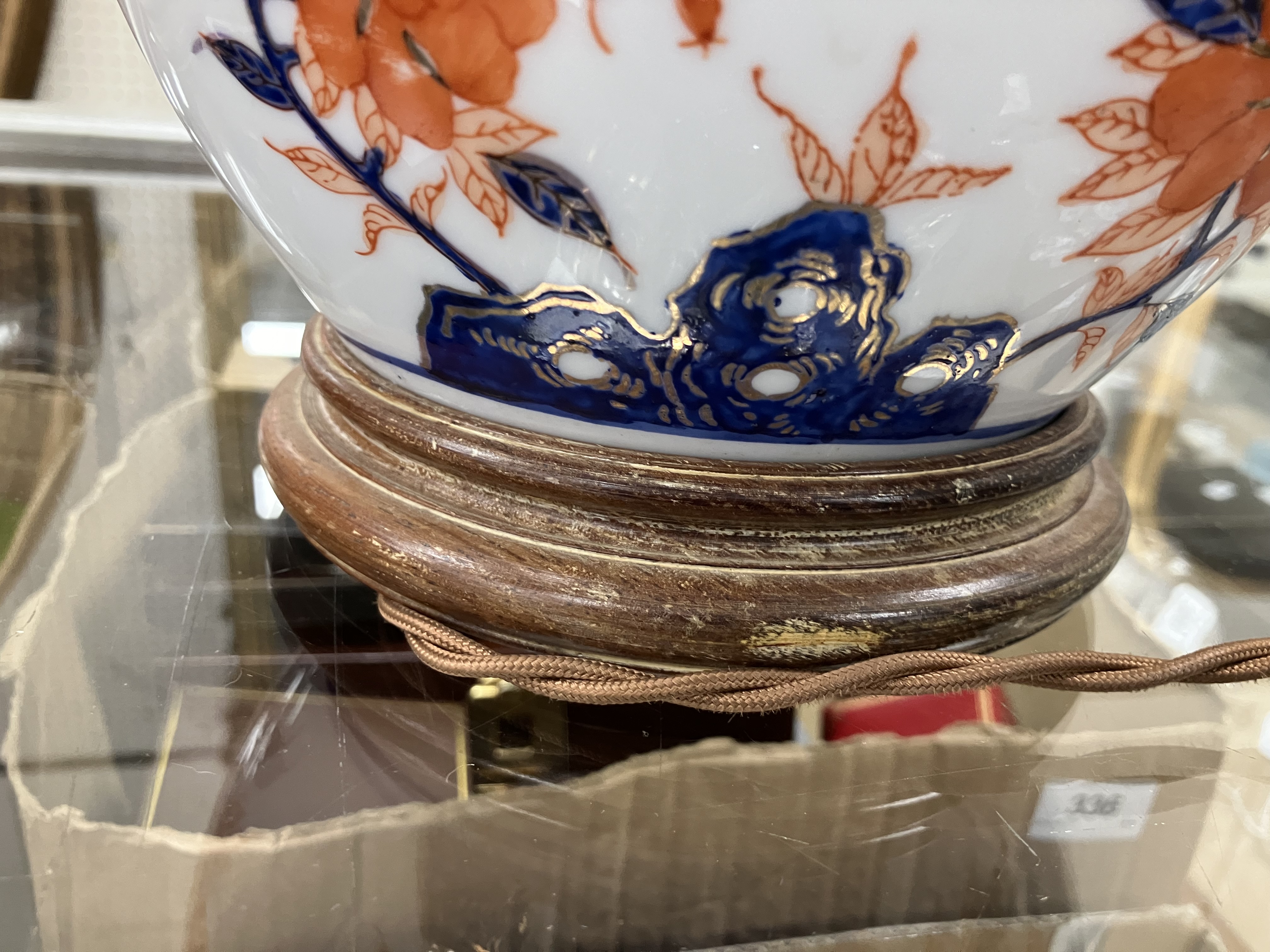 A pair of Japanese porcelain butterfly and flower decorated table lamps of ginger jar form in the - Image 29 of 32