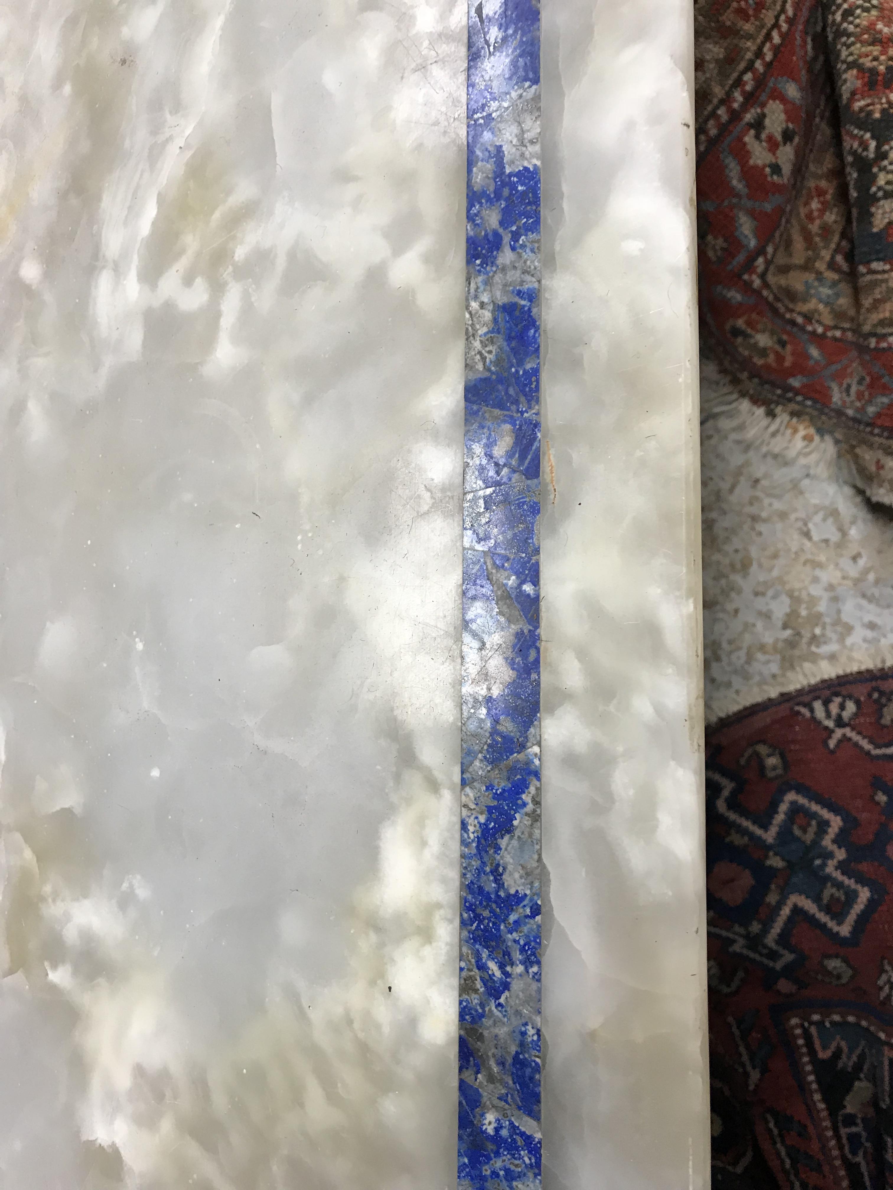 A 20th Century white onyx and lapis lazuli banded coffee table, - Image 19 of 28
