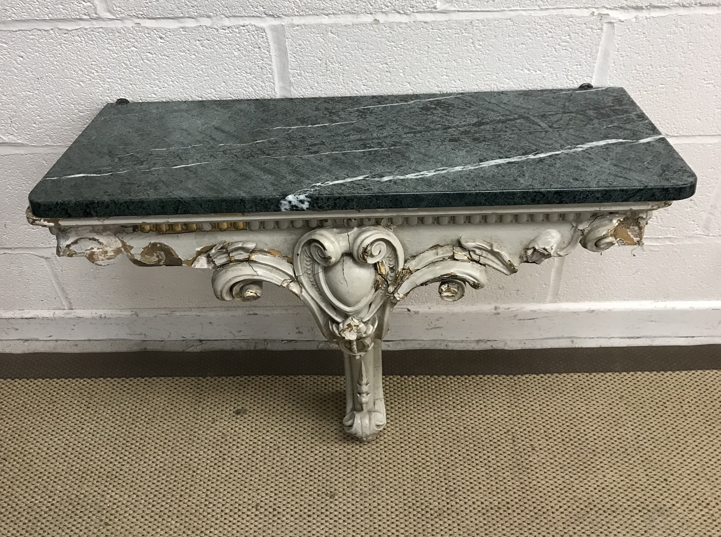 A 19th Century French Rococo style painted (formerly gilded) pier table, on monopodia support, - Image 2 of 2