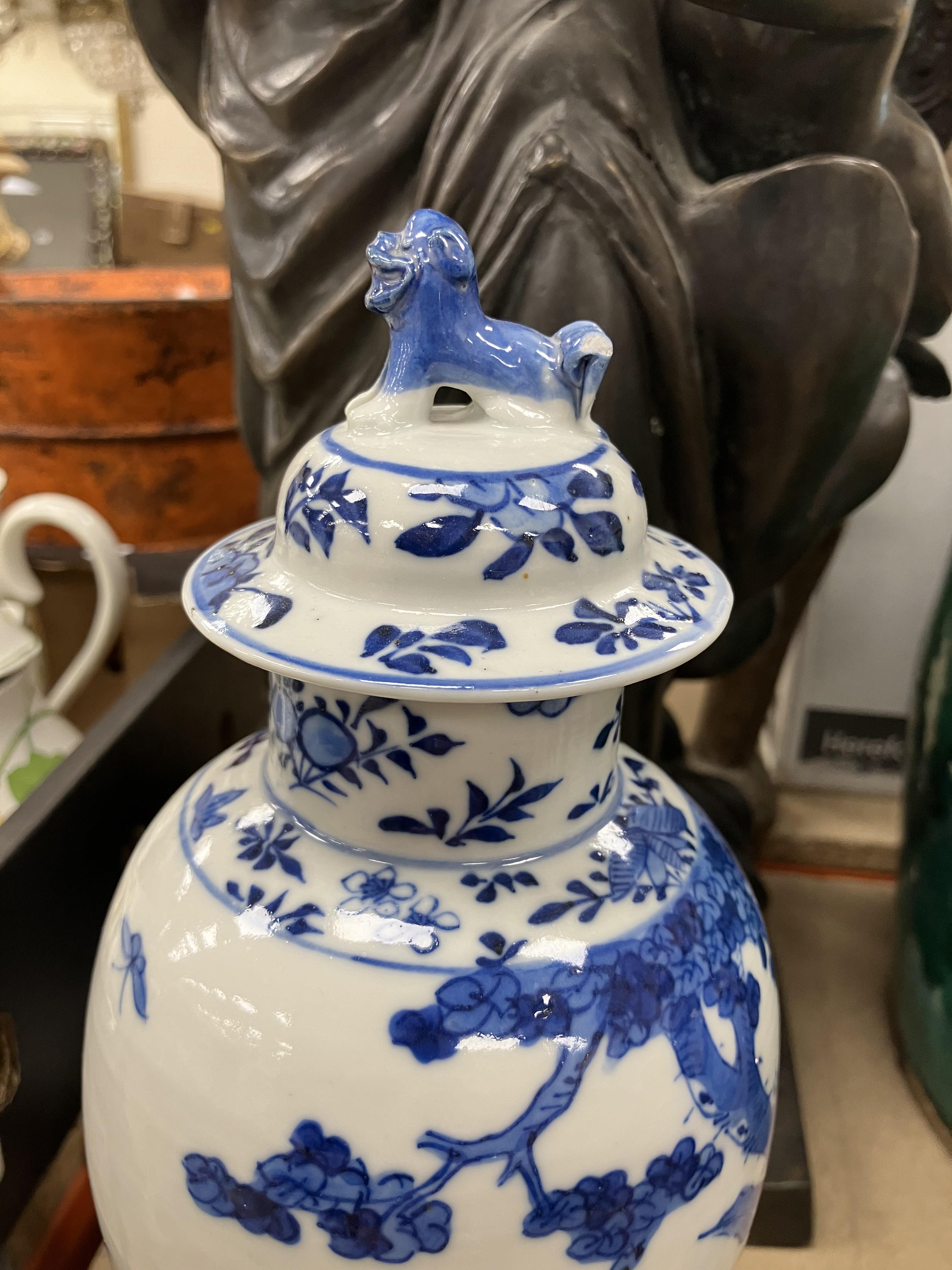 A pair of 19th Century Chinese blue and white baluster shaped vases and covers, - Image 45 of 54