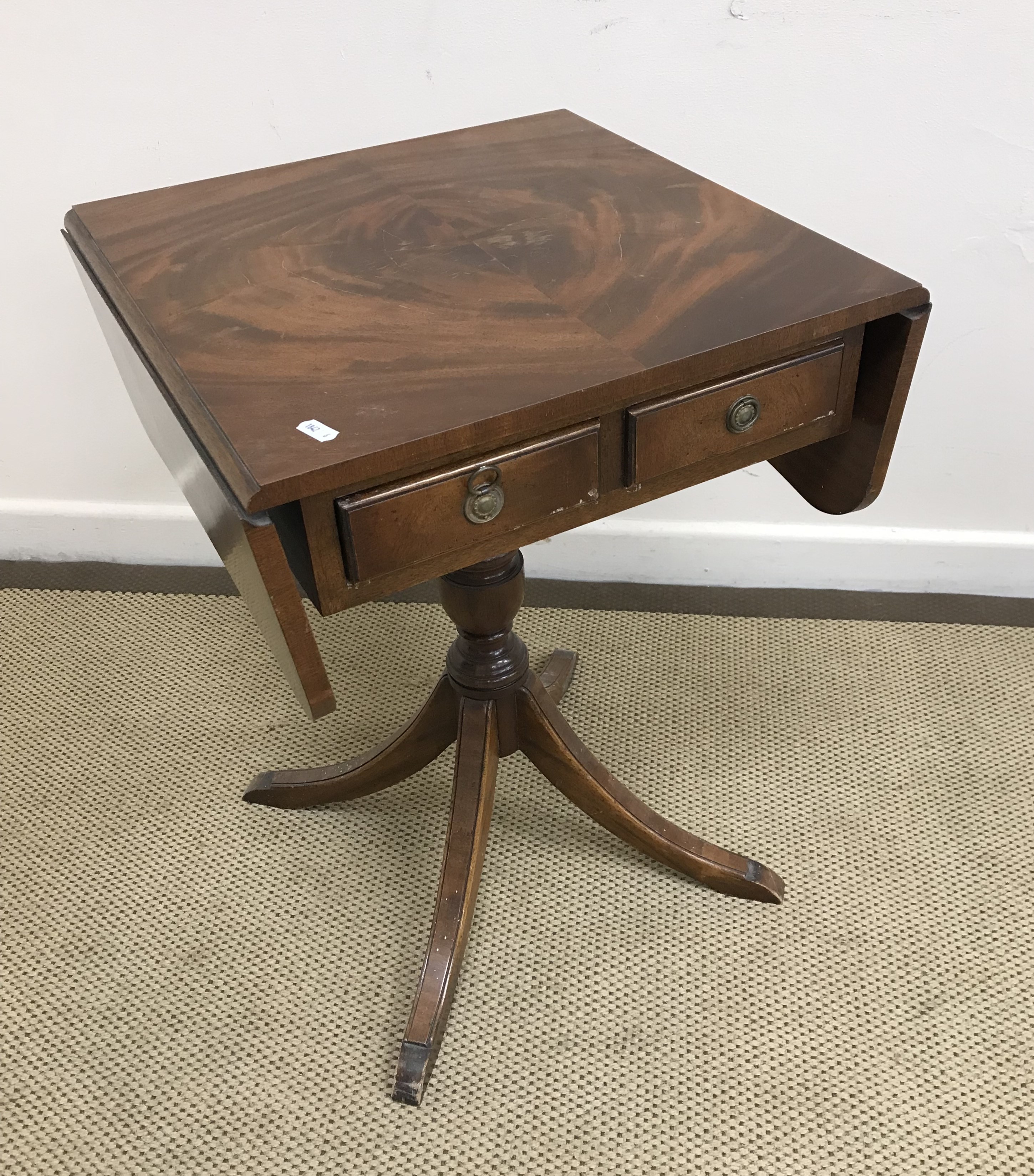 A 19th Century mahogany and ebonised drop leaf Pembroke table in the manner of Gillows, - Image 2 of 2