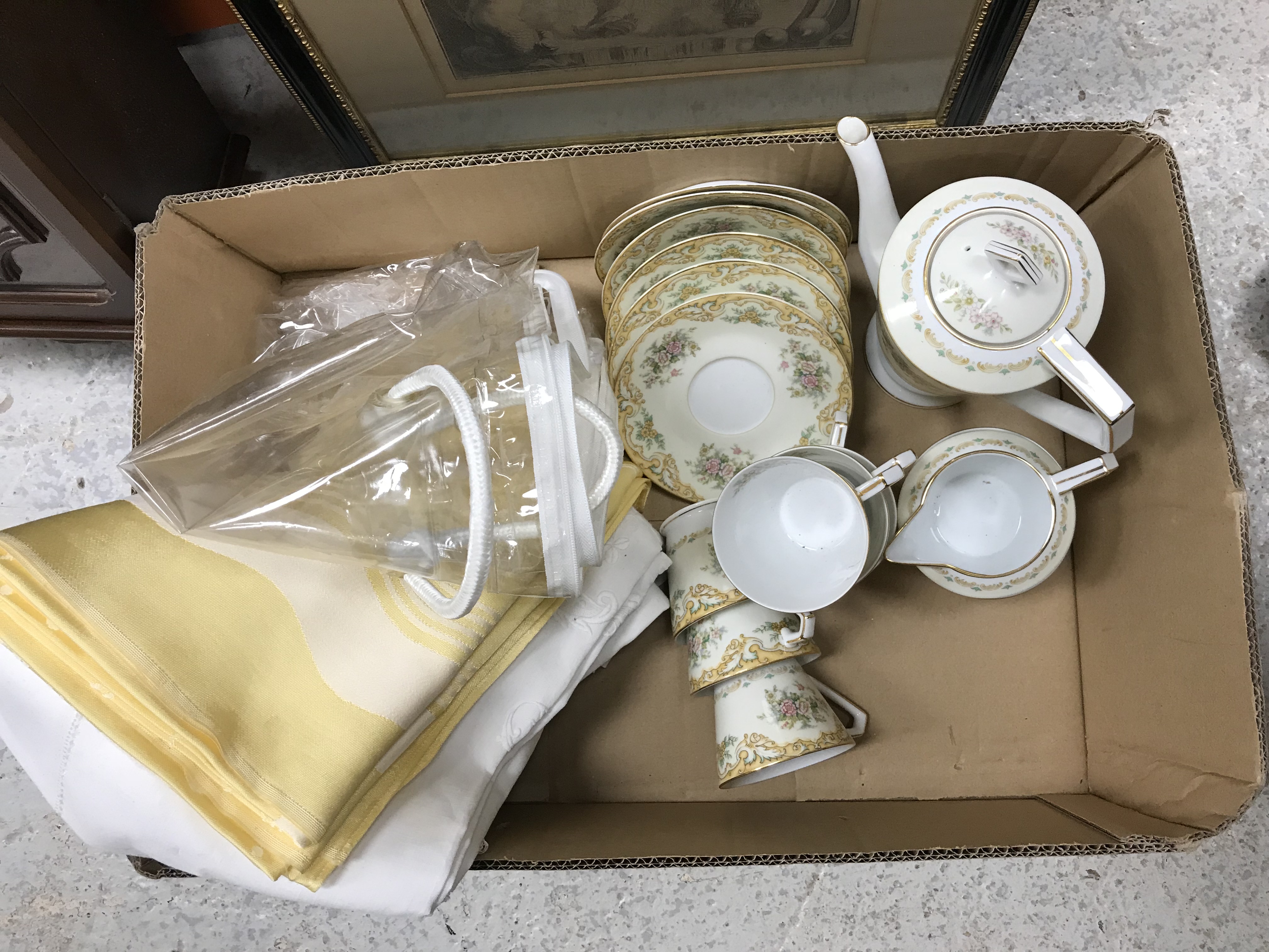 A box of miscellaneous china, together with a Metamec drop dial wall clock, - Image 2 of 2