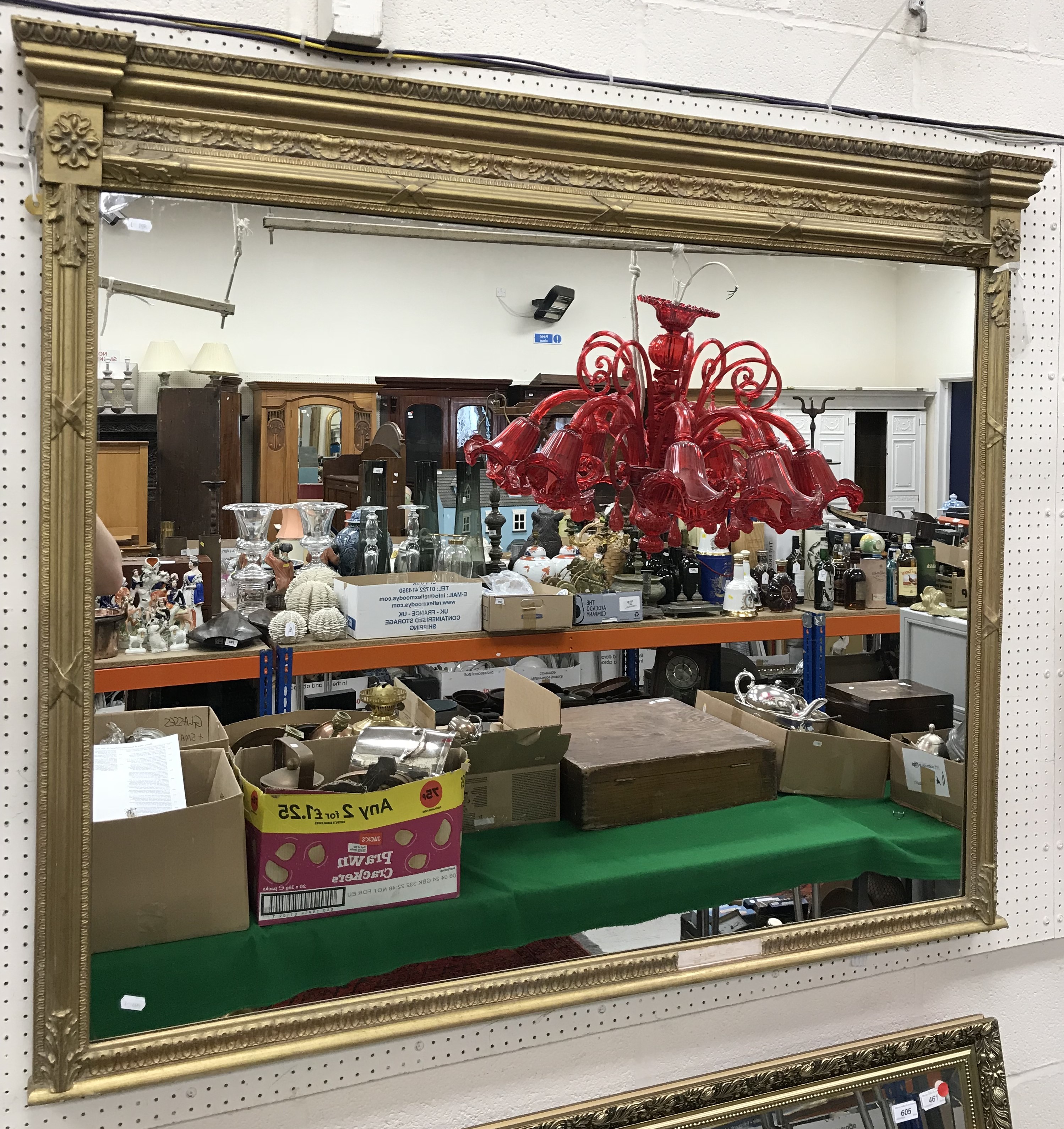 A 20th Century giltwood and gesso framed over mantel mirror in the Georgian taste,