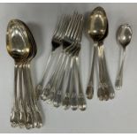 A George V silver Chippendale fancy pattern part canteen of cutlery by James Dixon & Sons of