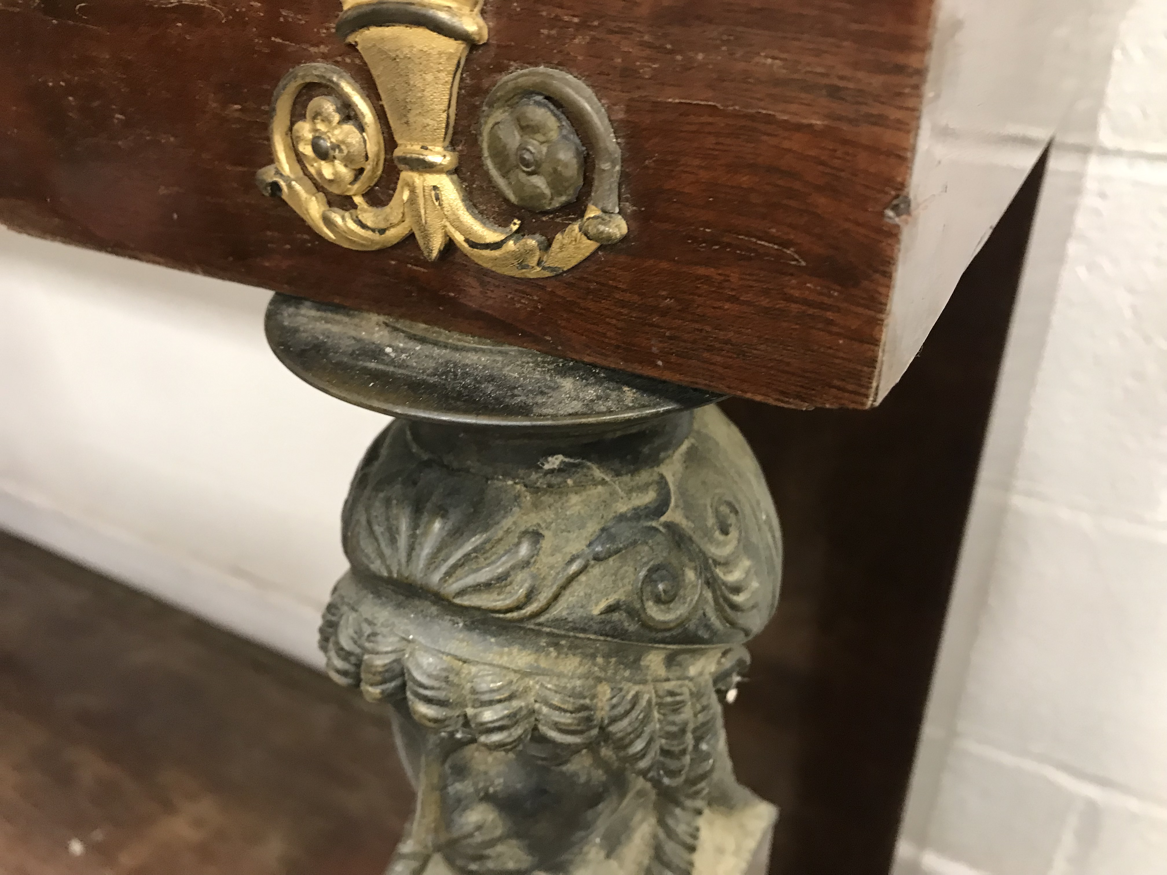 A mahogany console table in the French Empire taste, the brown agate top over a plain frieze, - Image 9 of 56