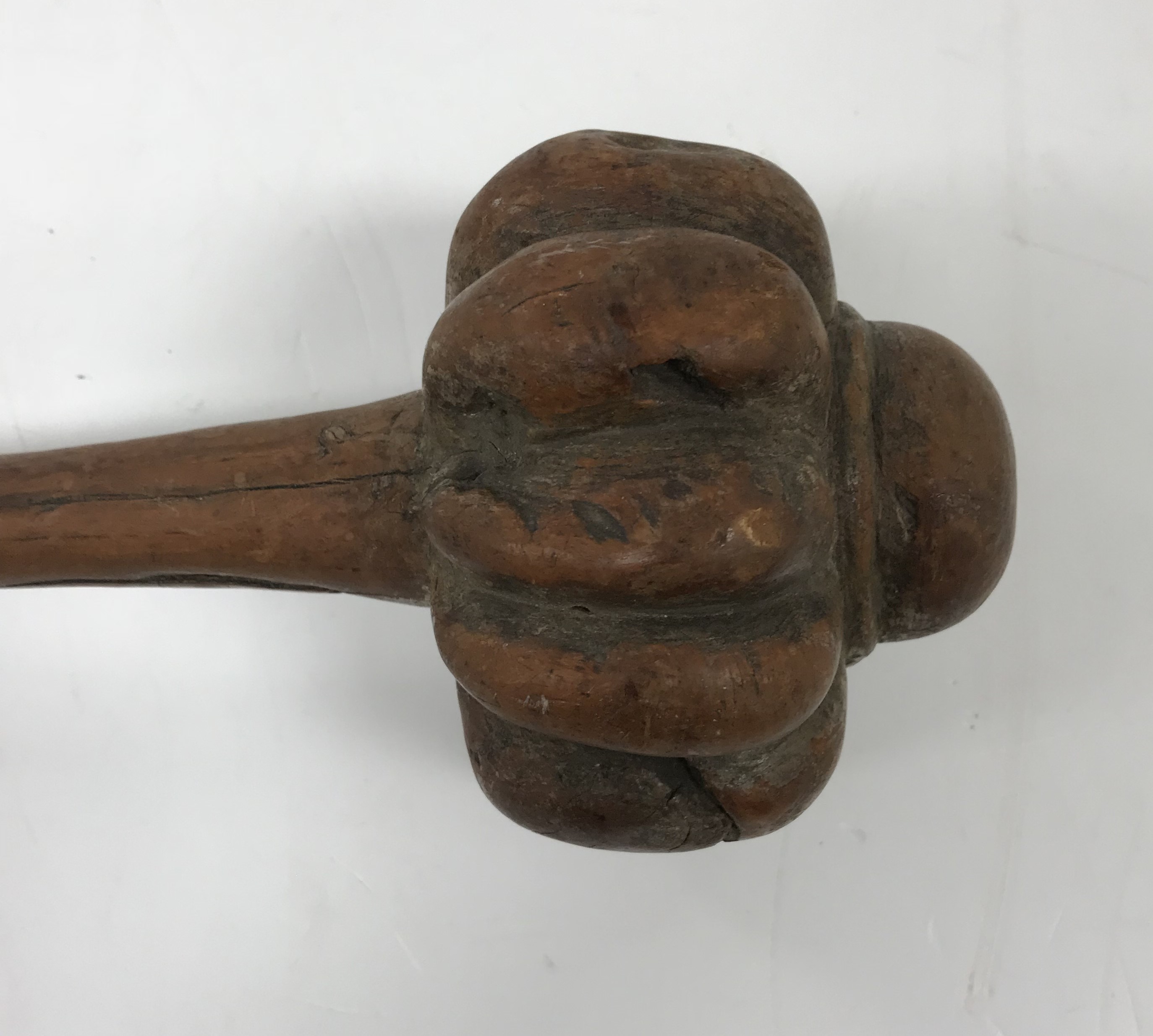 A Fiji throwing club Iula Mudu Melanesia with lobed head and domed finial, - Image 2 of 8