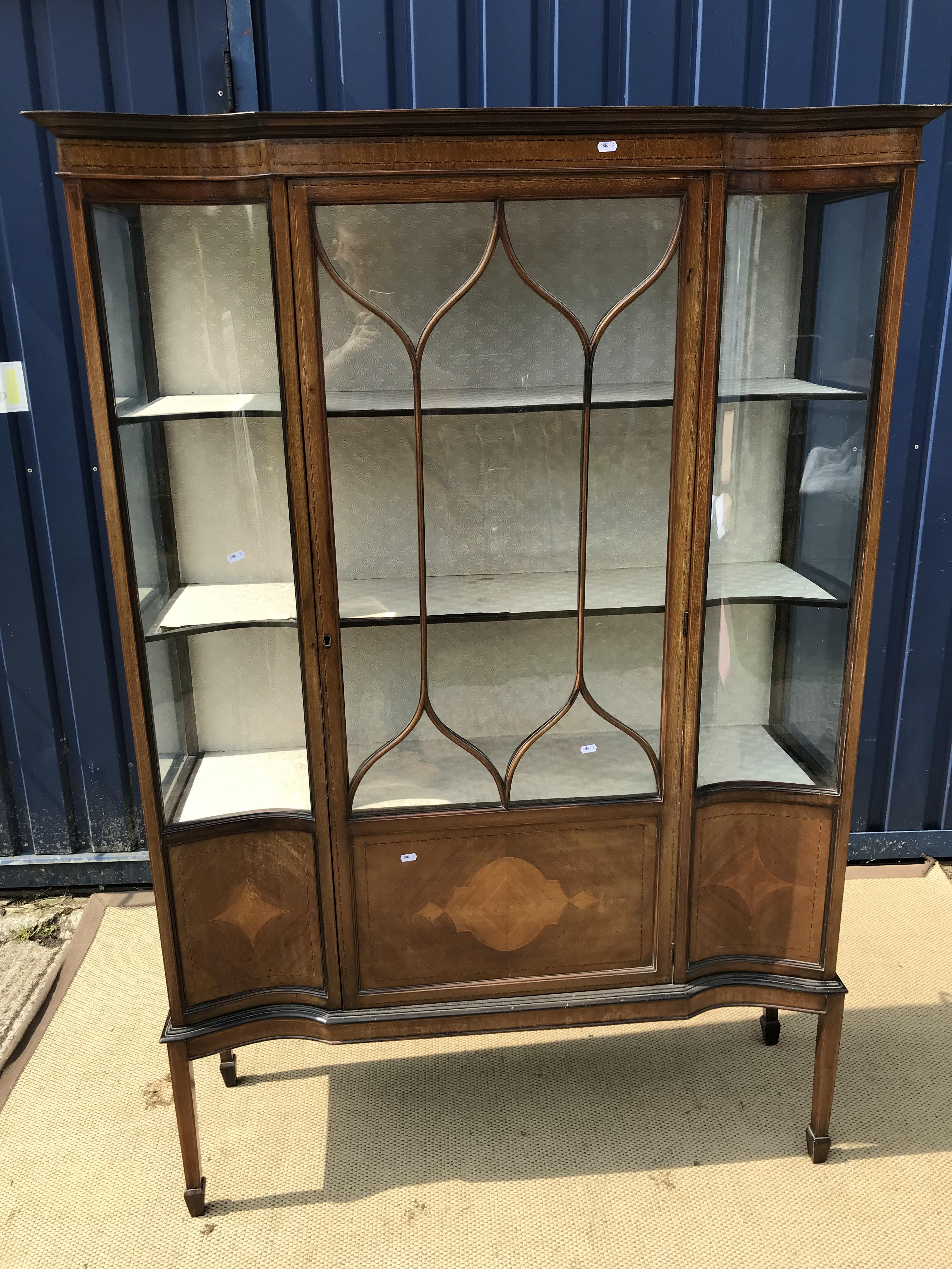 An Edwardian mahogany and inlaid display cabinet,