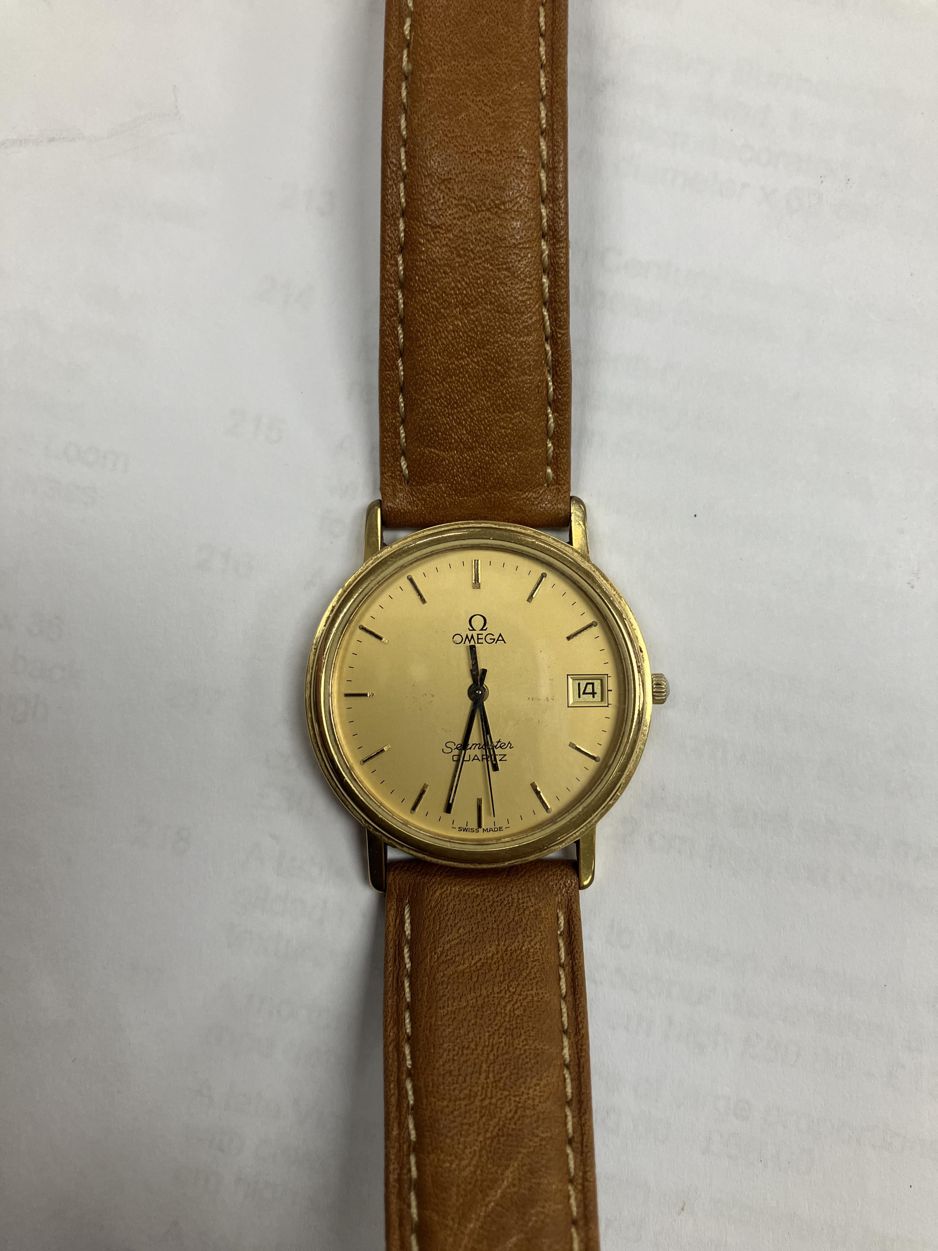 A gent's Omega Seamaster quartz gold plated wristwatch, - Image 10 of 10