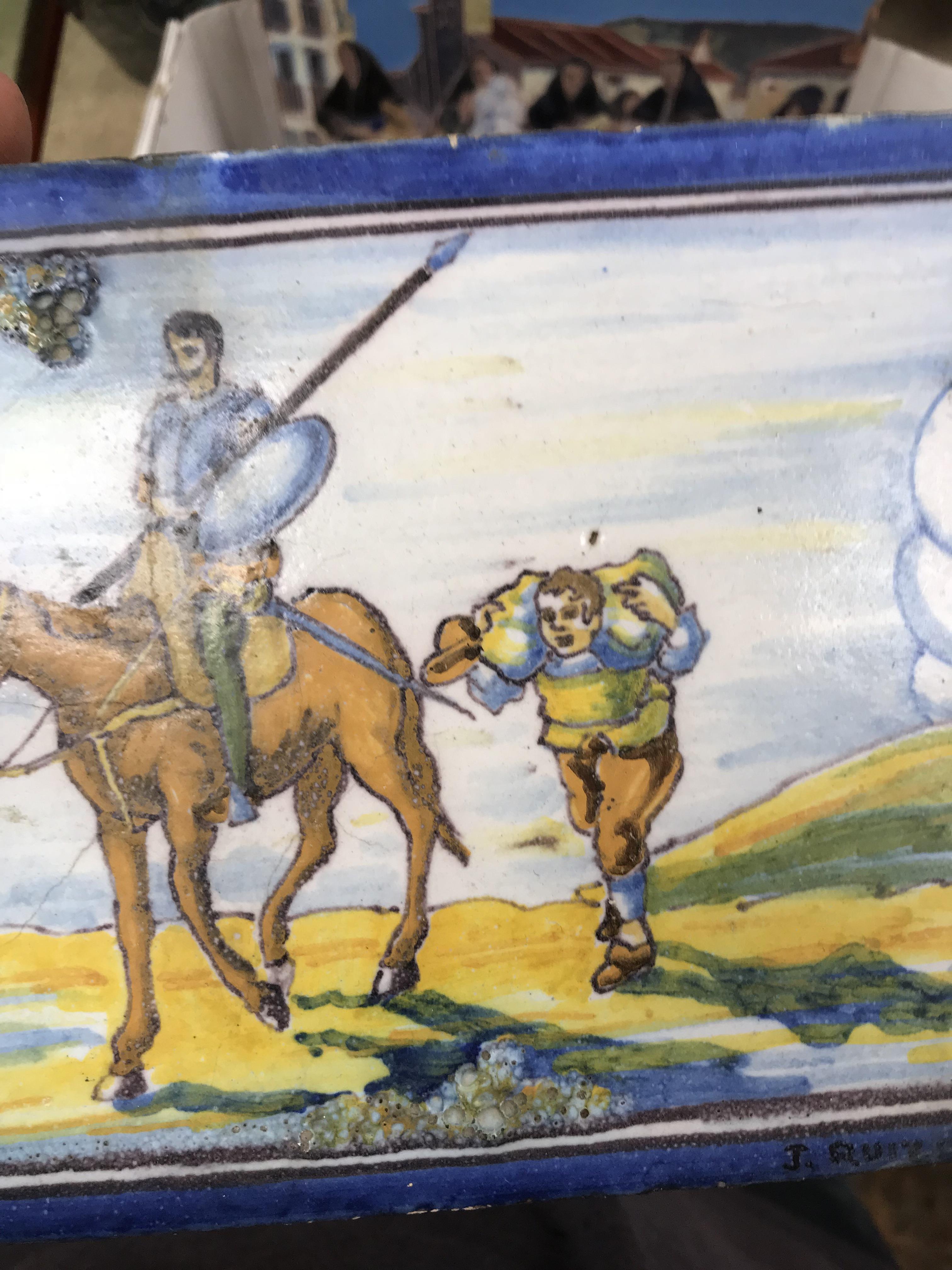 DANIEL ZULOAGA - a polychrome glazed terracotta tile depicting travellers on donkeys in a landscape, - Image 45 of 77