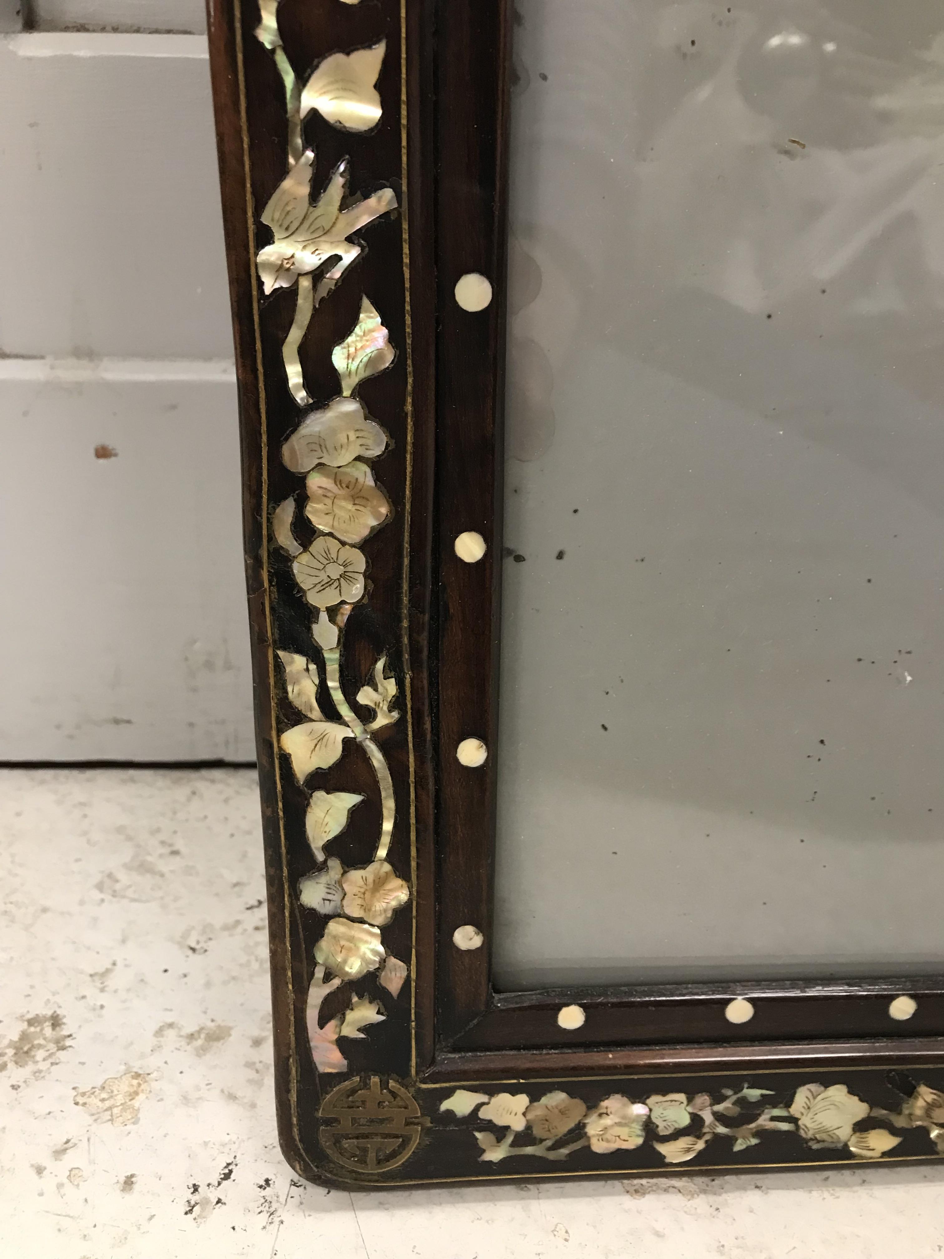 A pair of 19th Century mother of pearl inlaid hardwood Chinese frames CONDITION REPORTS - Image 37 of 60