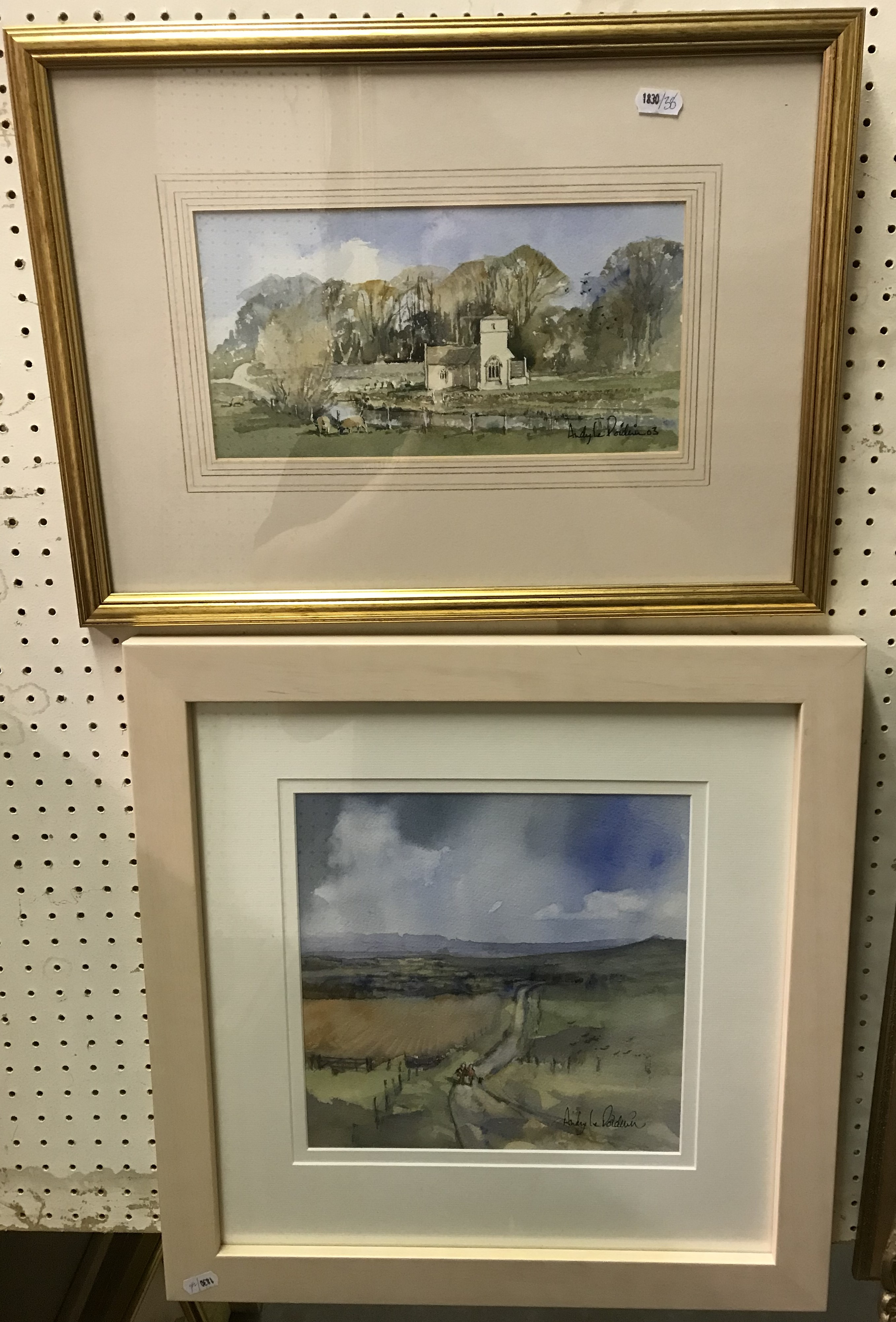 ANDY LE POIDEVIN "Walking the Ridgeway", watercolour, signed lower right,