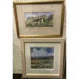 ANDY LE POIDEVIN "Walking the Ridgeway", watercolour, signed lower right,