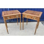 A pair of Victorian style Pippy yew wood lamp tables,