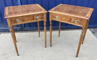 A pair of Victorian style Pippy yew wood lamp tables,