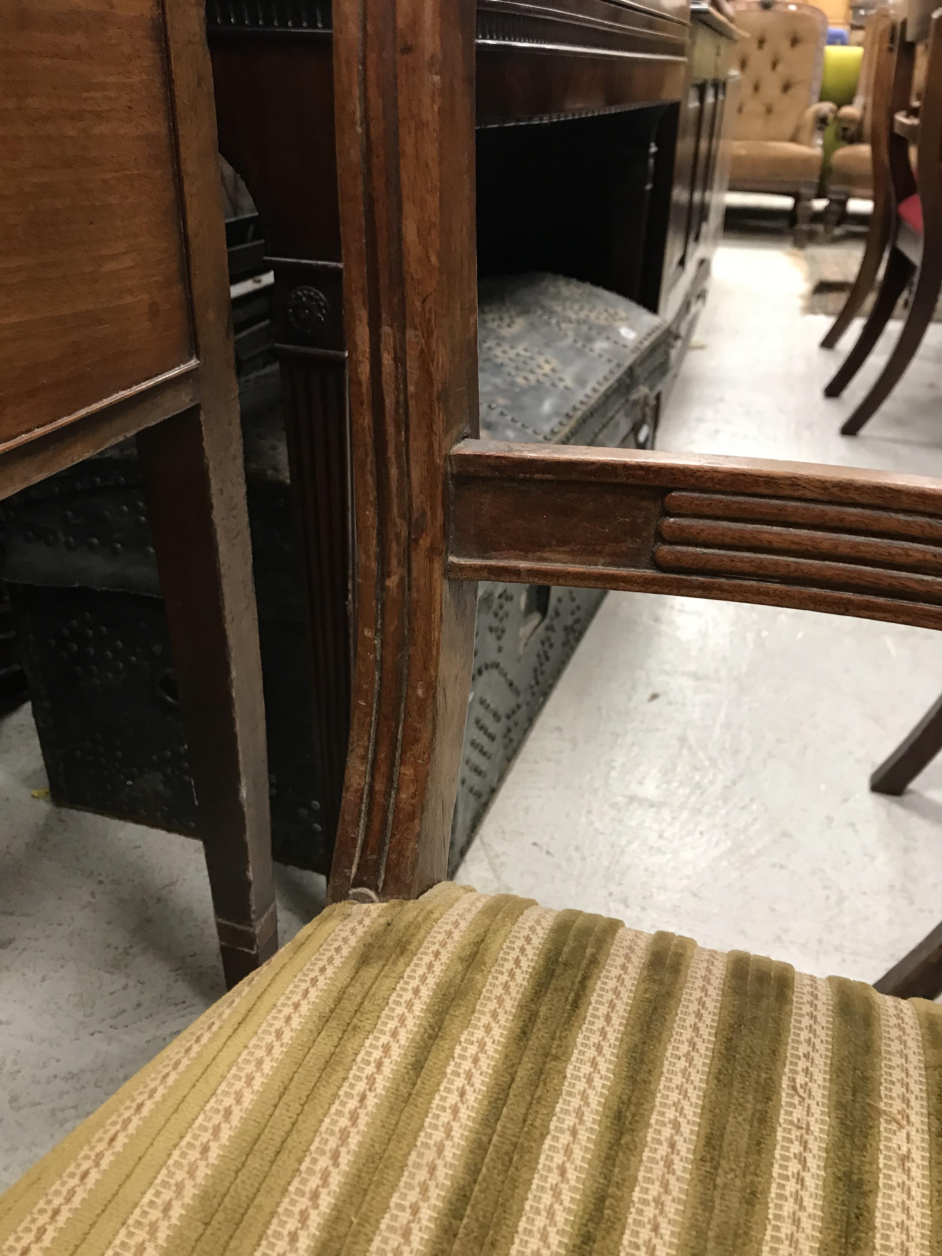 A set of eight 19th Century mahogany bar back dining chairs with upholstered seats on turned and - Image 24 of 76