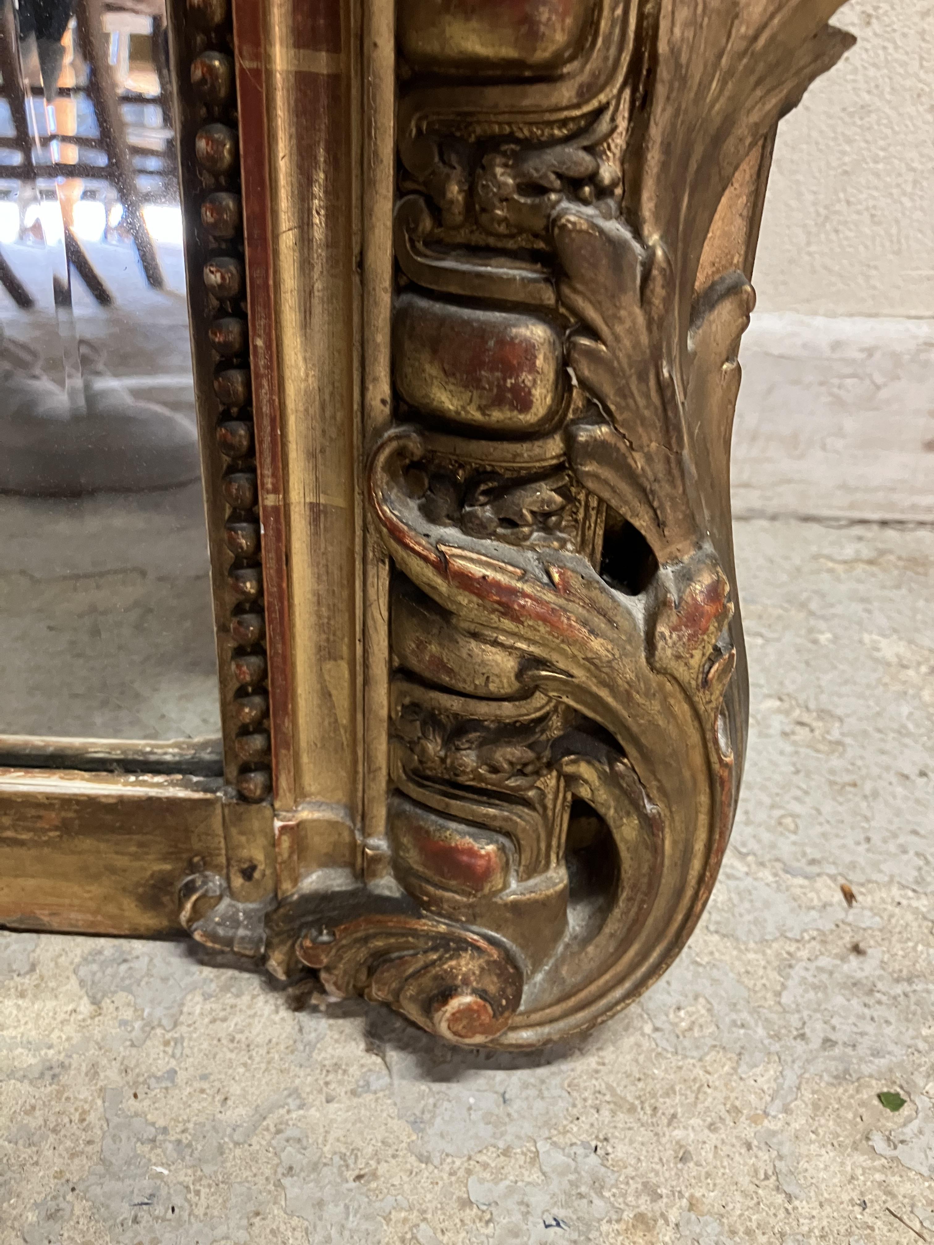 A Victorian carved giltwood and gesso framed over mantel mirror with shell and foliate carved - Image 31 of 51