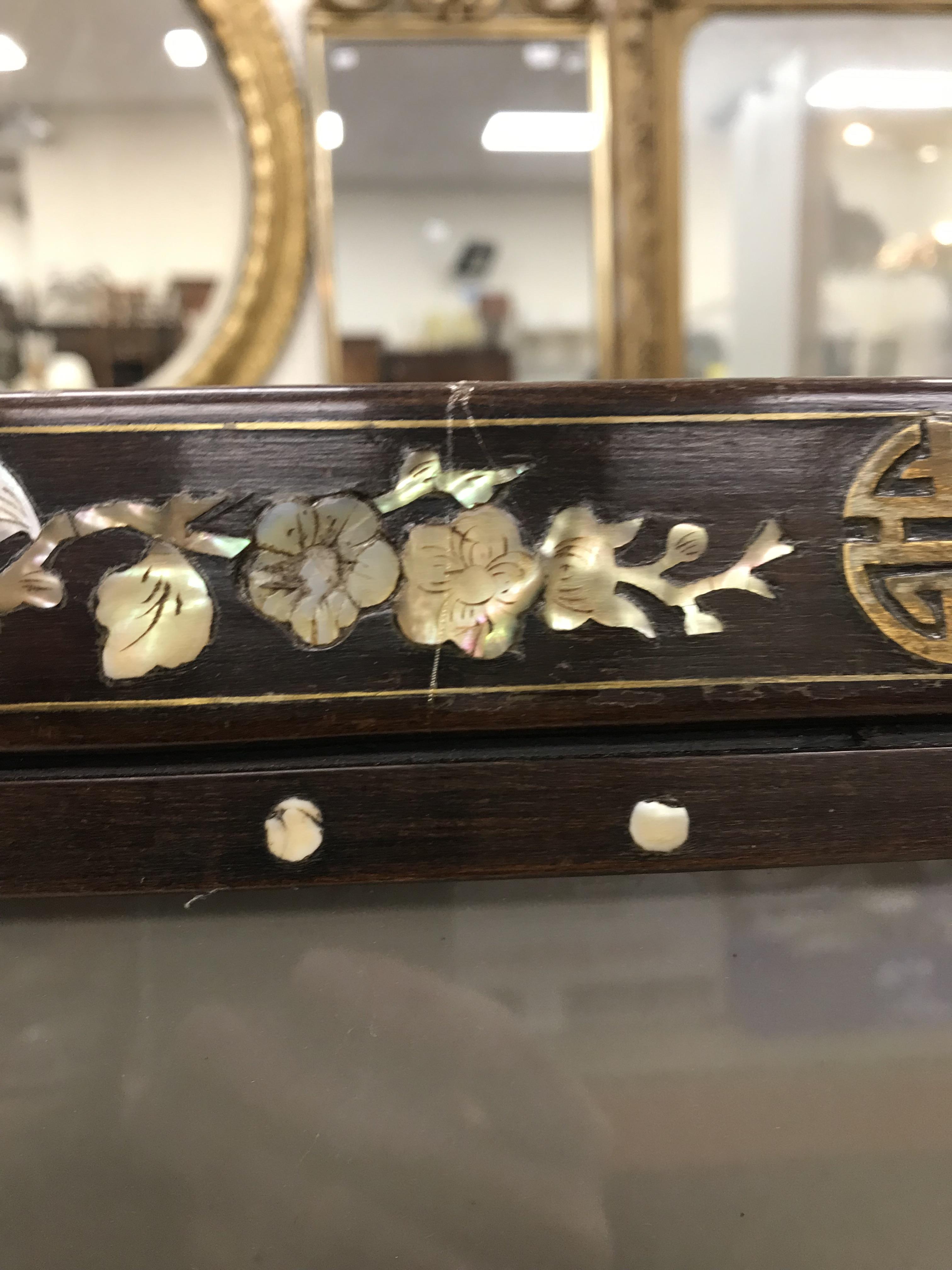 A pair of 19th Century mother of pearl inlaid hardwood Chinese frames CONDITION REPORTS - Image 7 of 60