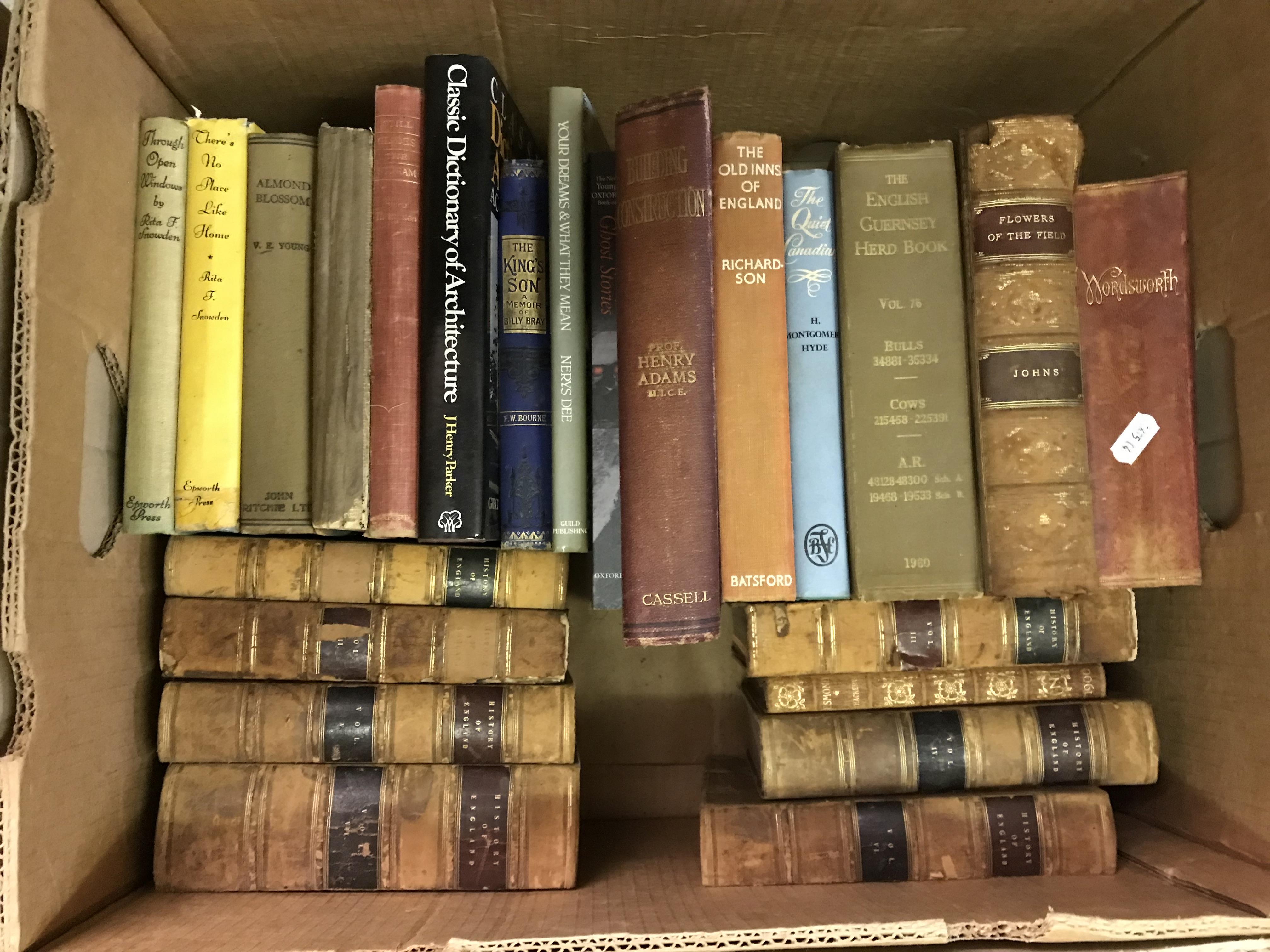 Five boxes of assorted books to include various childrens' books, novels, leather bound books, etc. - Image 6 of 6