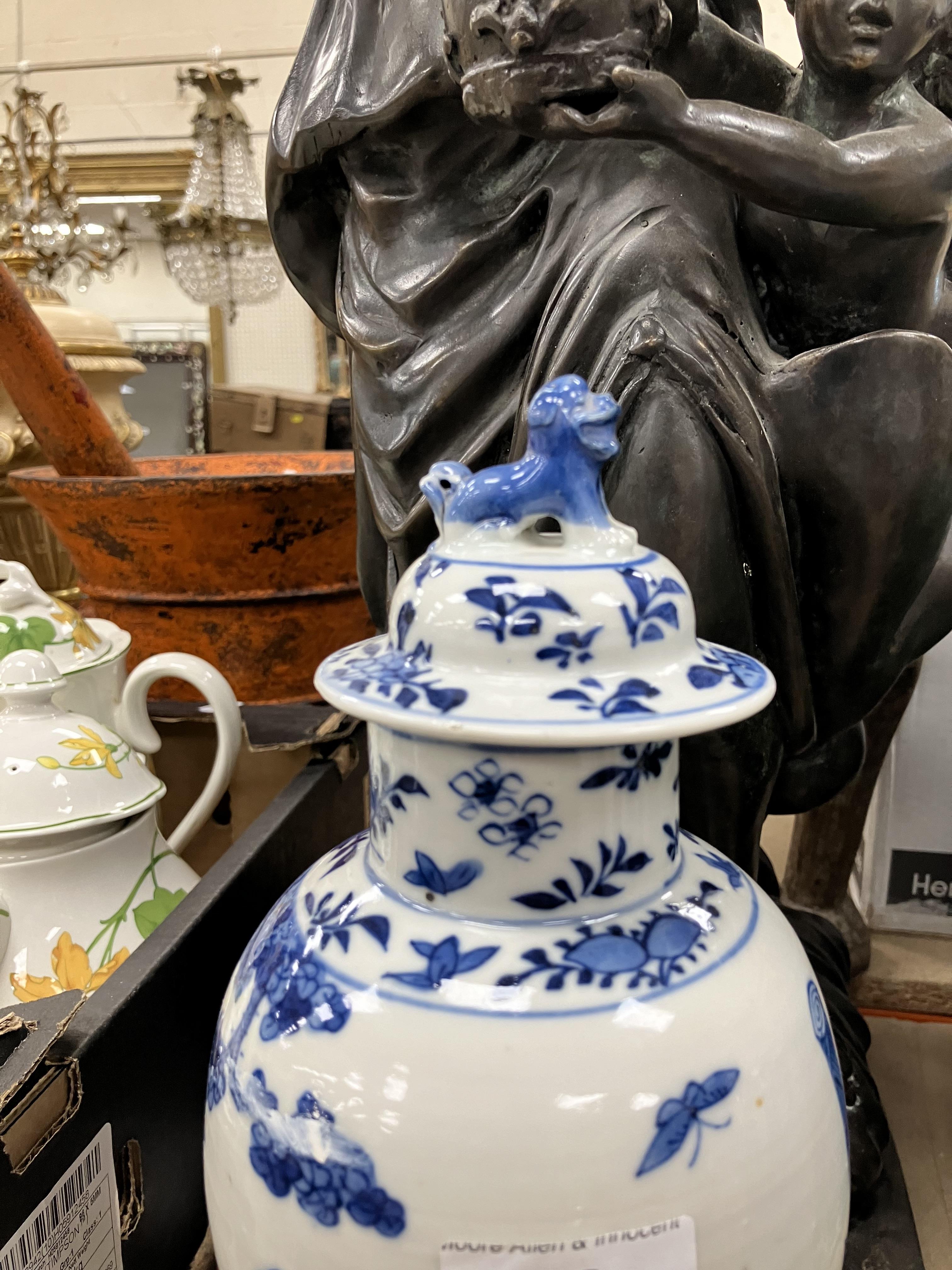 A pair of 19th Century Chinese blue and white baluster shaped vases and covers, - Image 53 of 54